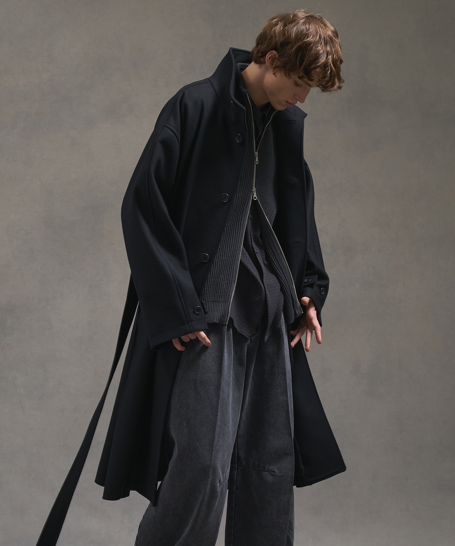 Super140sメルトンスタンドコート