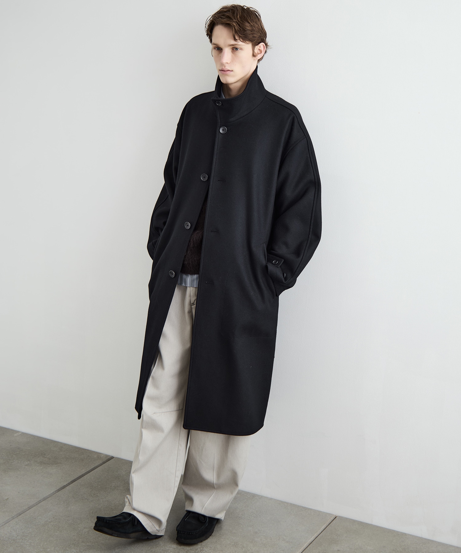 Super140sメルトンスタンドコート