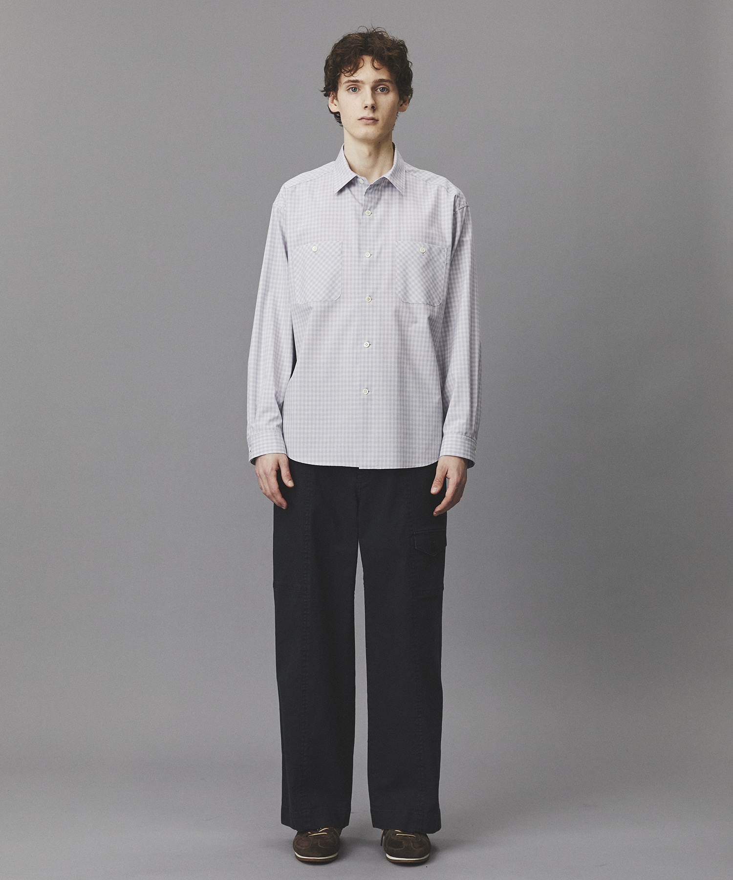 オンブレチェックレーヨンシャツ