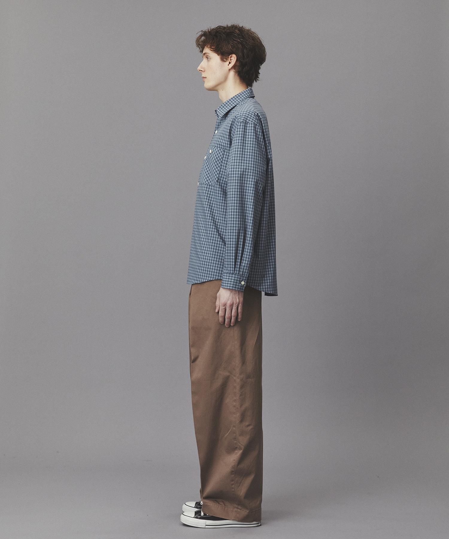 オンブレチェックレーヨンシャツ