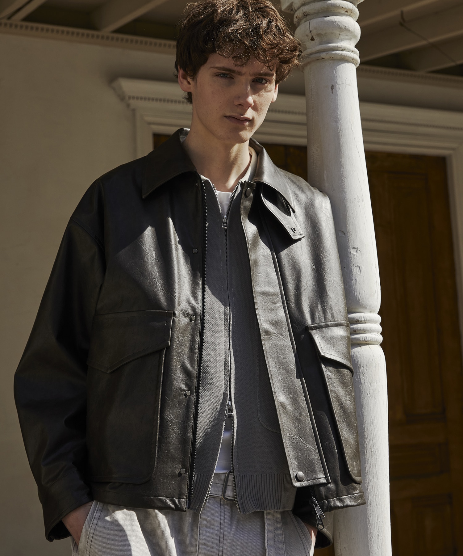 ジップビッグポケットポロカーデ