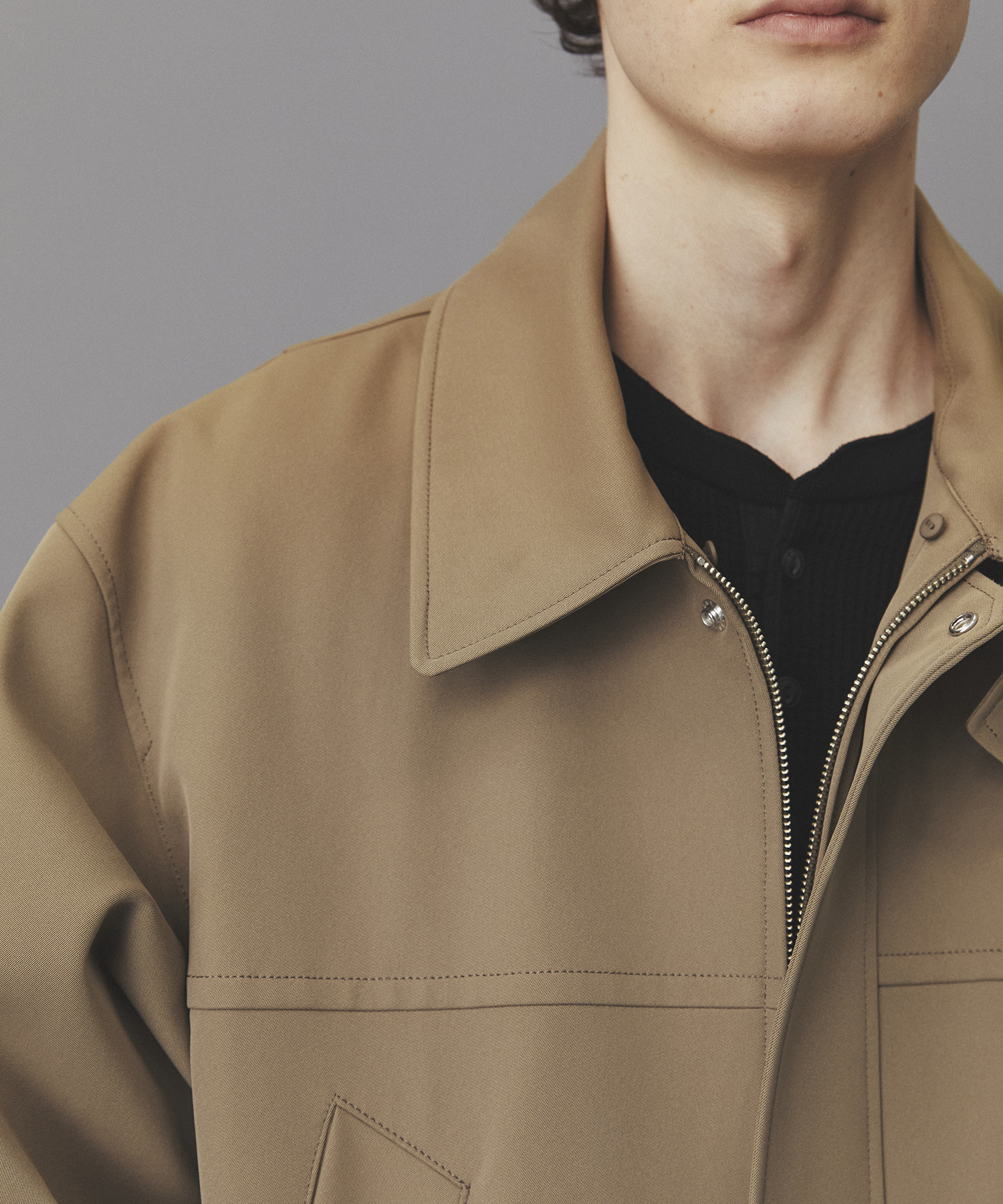 2WAYレザーカラーハーフコート