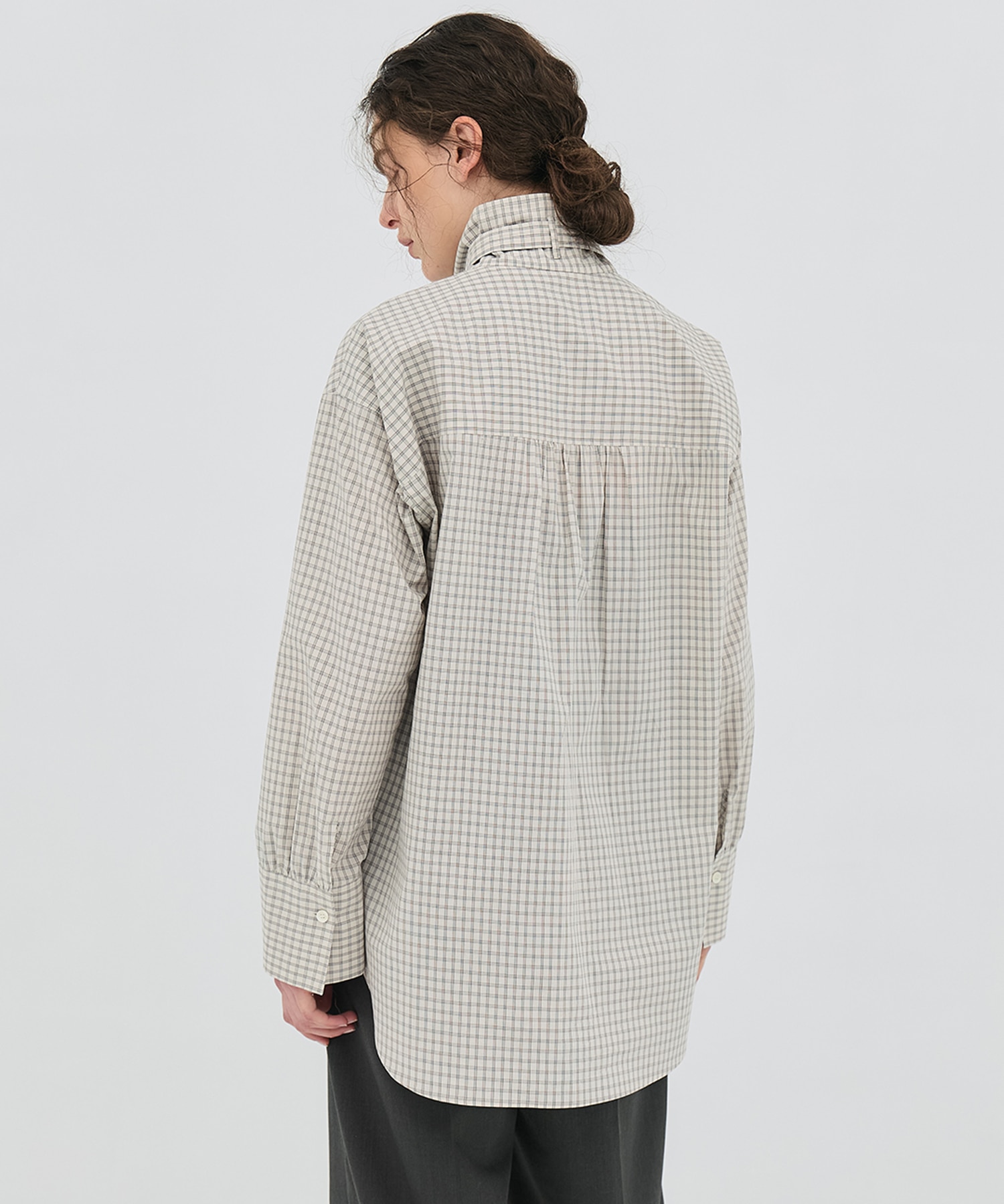 ミニチェックスタンドカラーシャツ