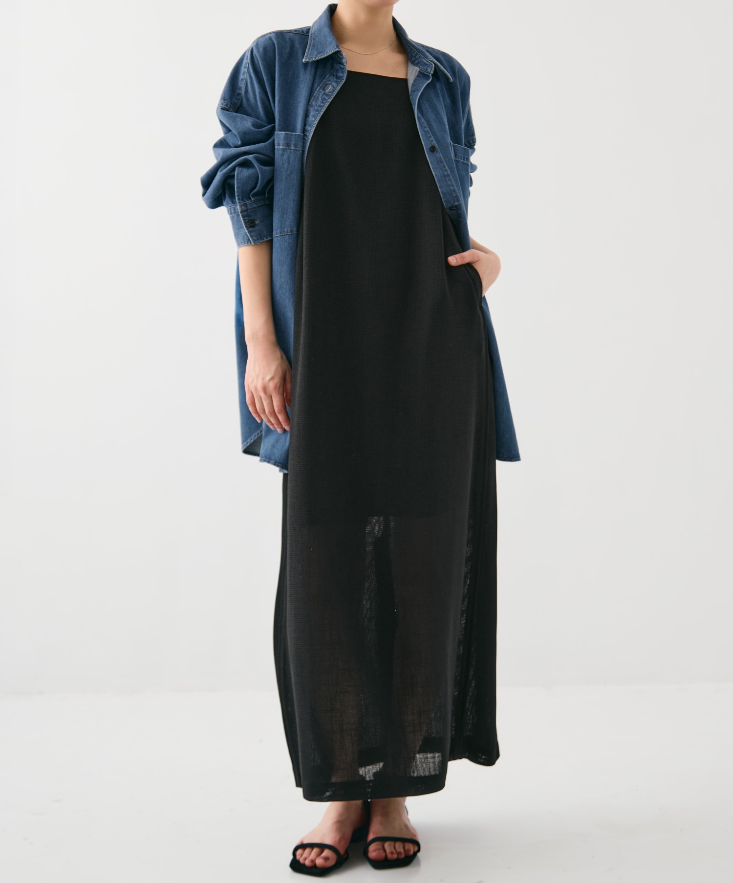 カラミメッシュキャミワンピ