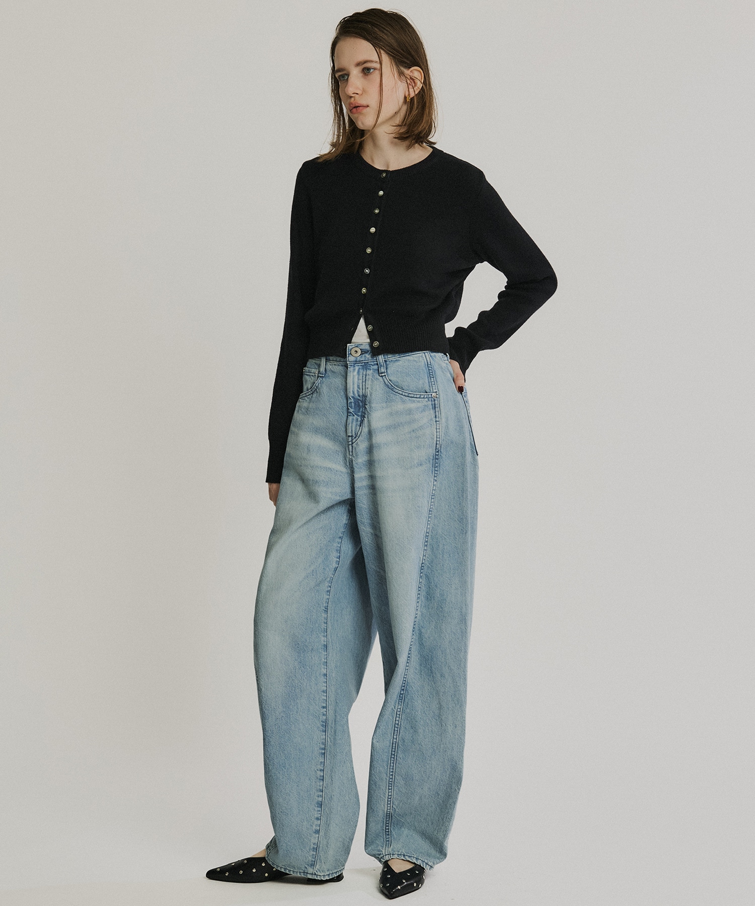 コットンカシミヤクルーカーデ