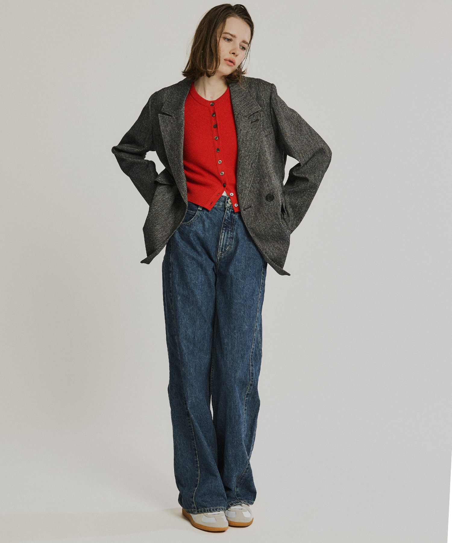 コットンカシミヤクルーカーデ