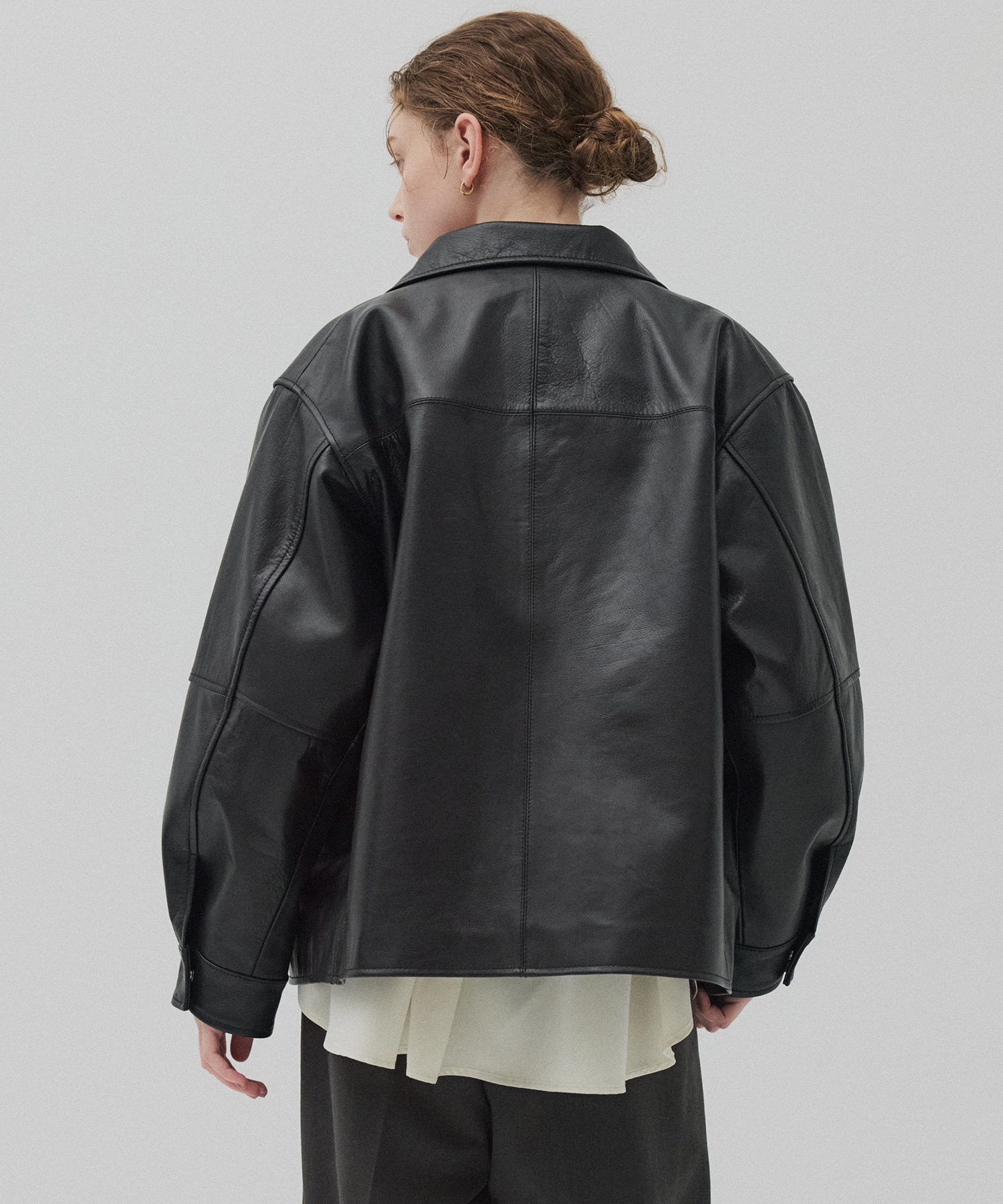 カーフレザーボクシージャケット