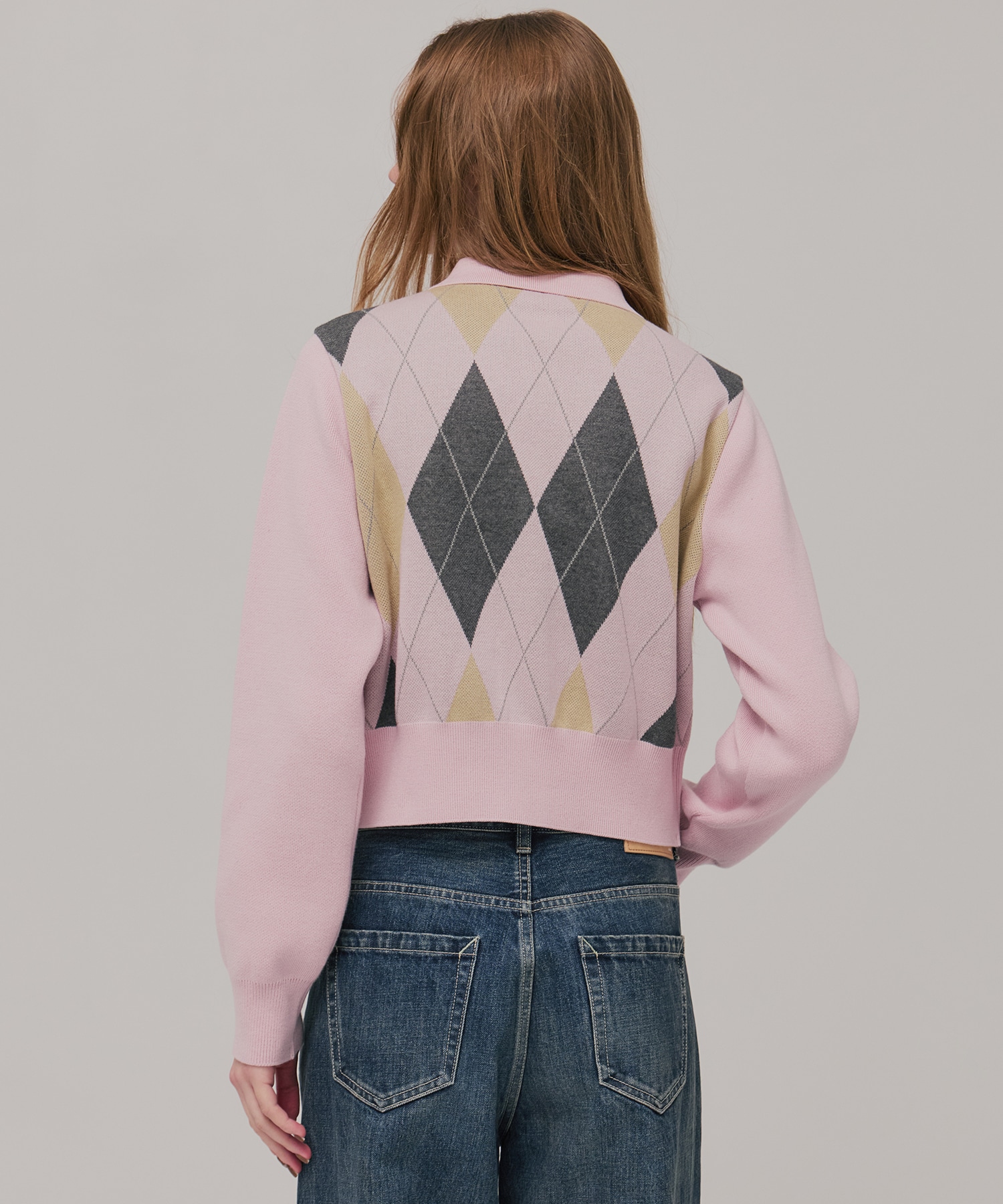 アーガイルショートカーディガン