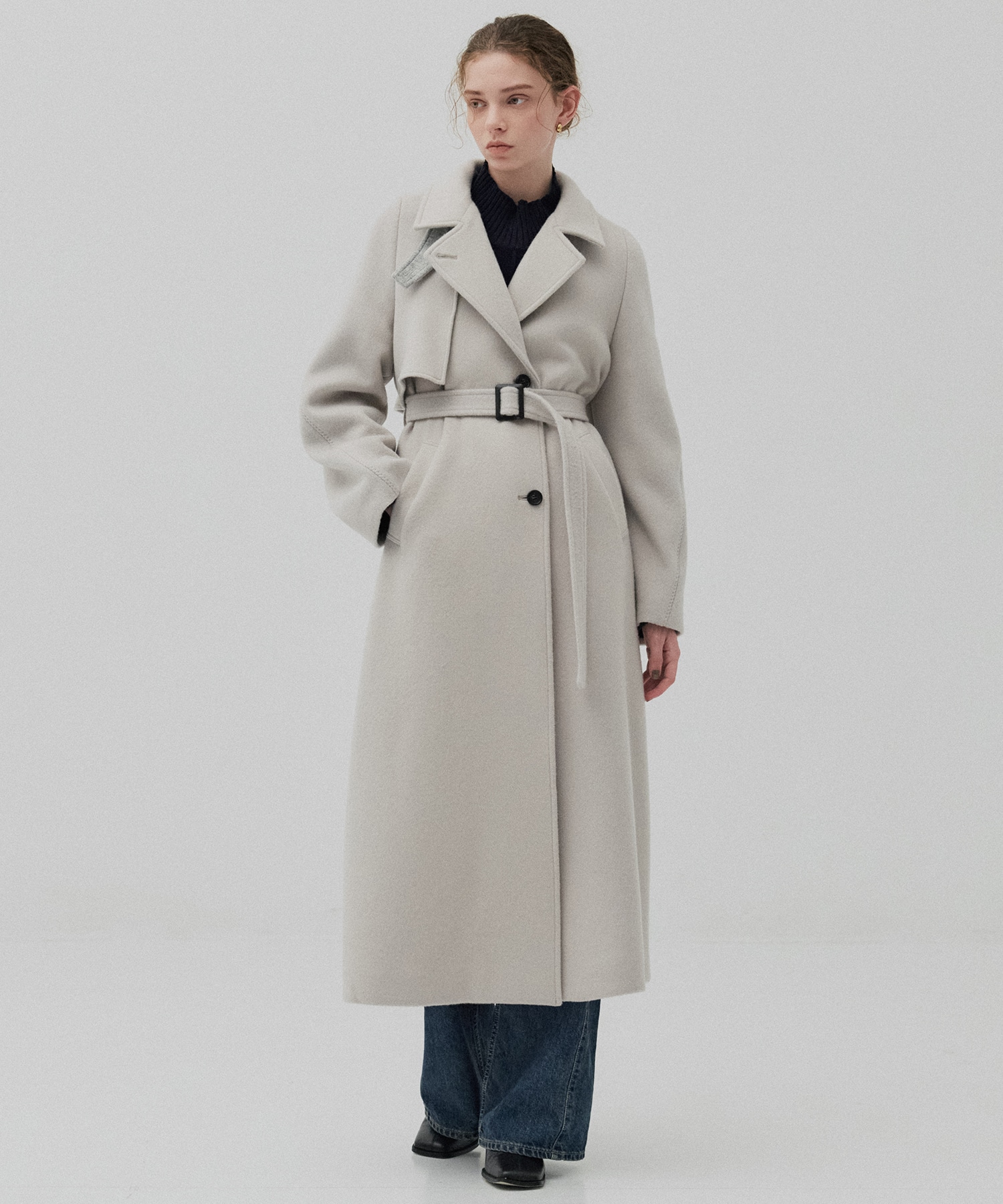 SUPER140アシメオーバーヨークコート