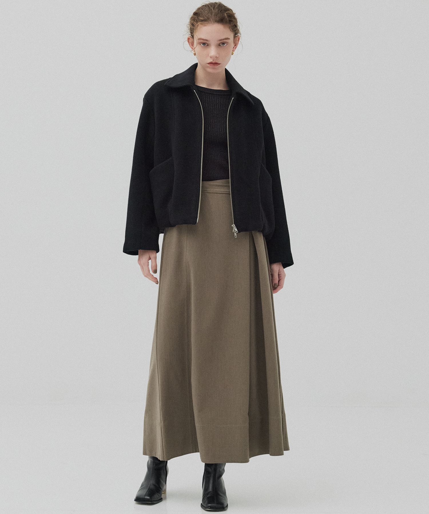 【再入荷】ウールジップタックショートコート