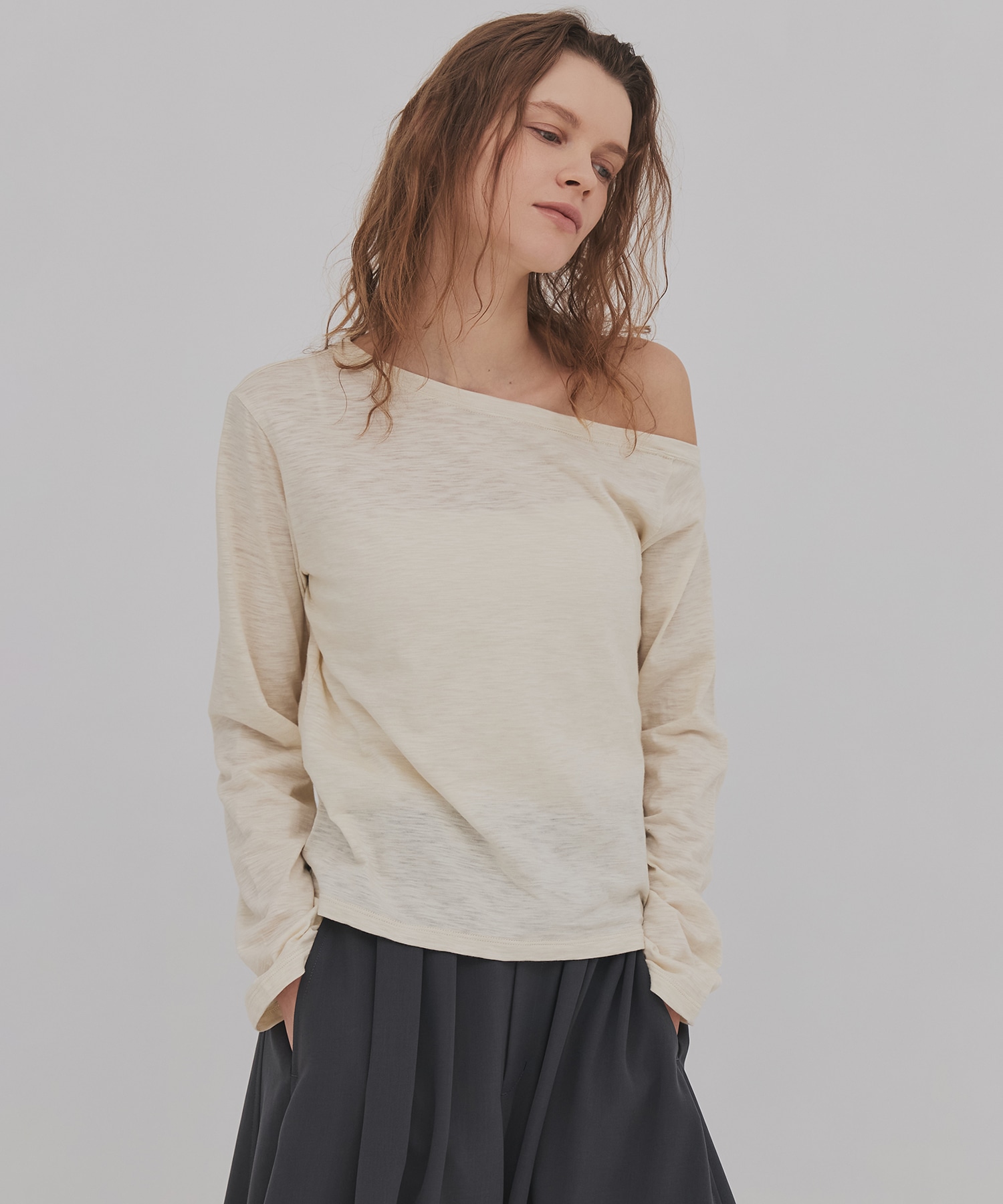 メランジワンショルダーTEE