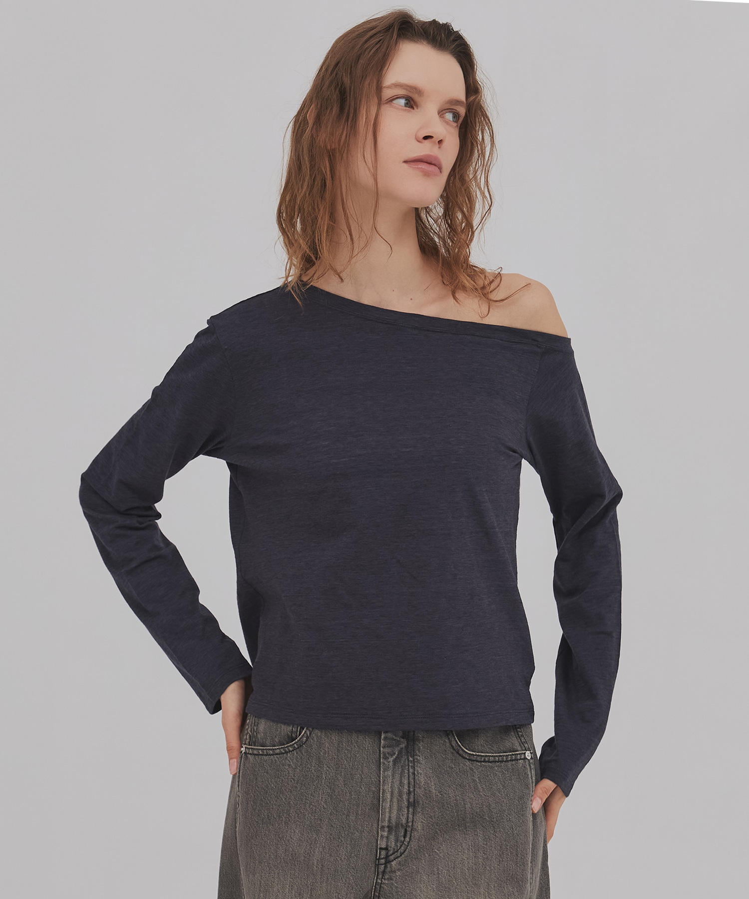 メランジワンショルダーTEE