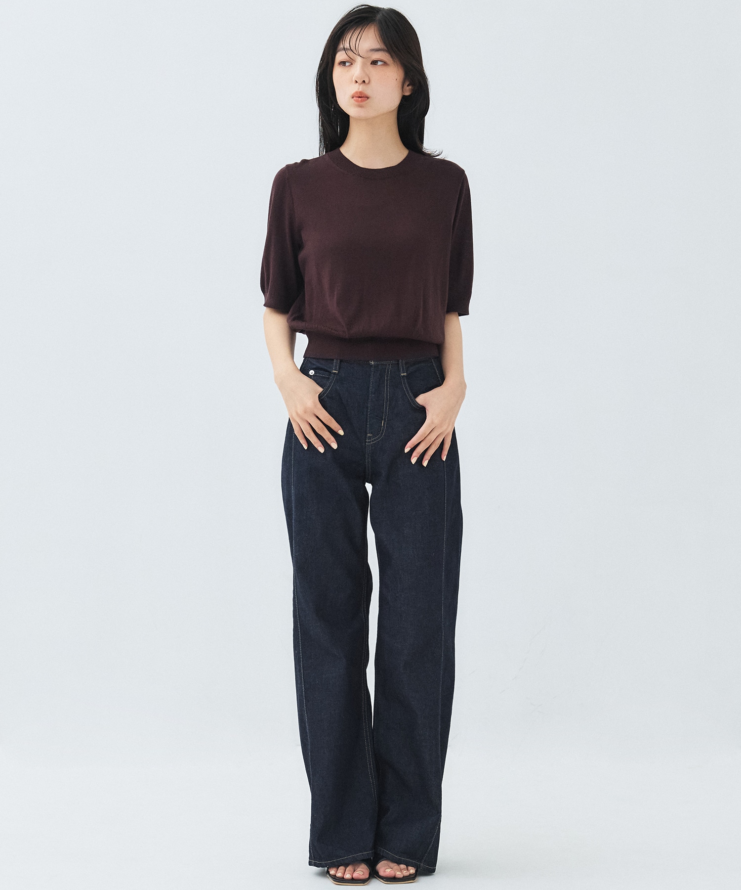 コットンシルクハーフスリーブニット