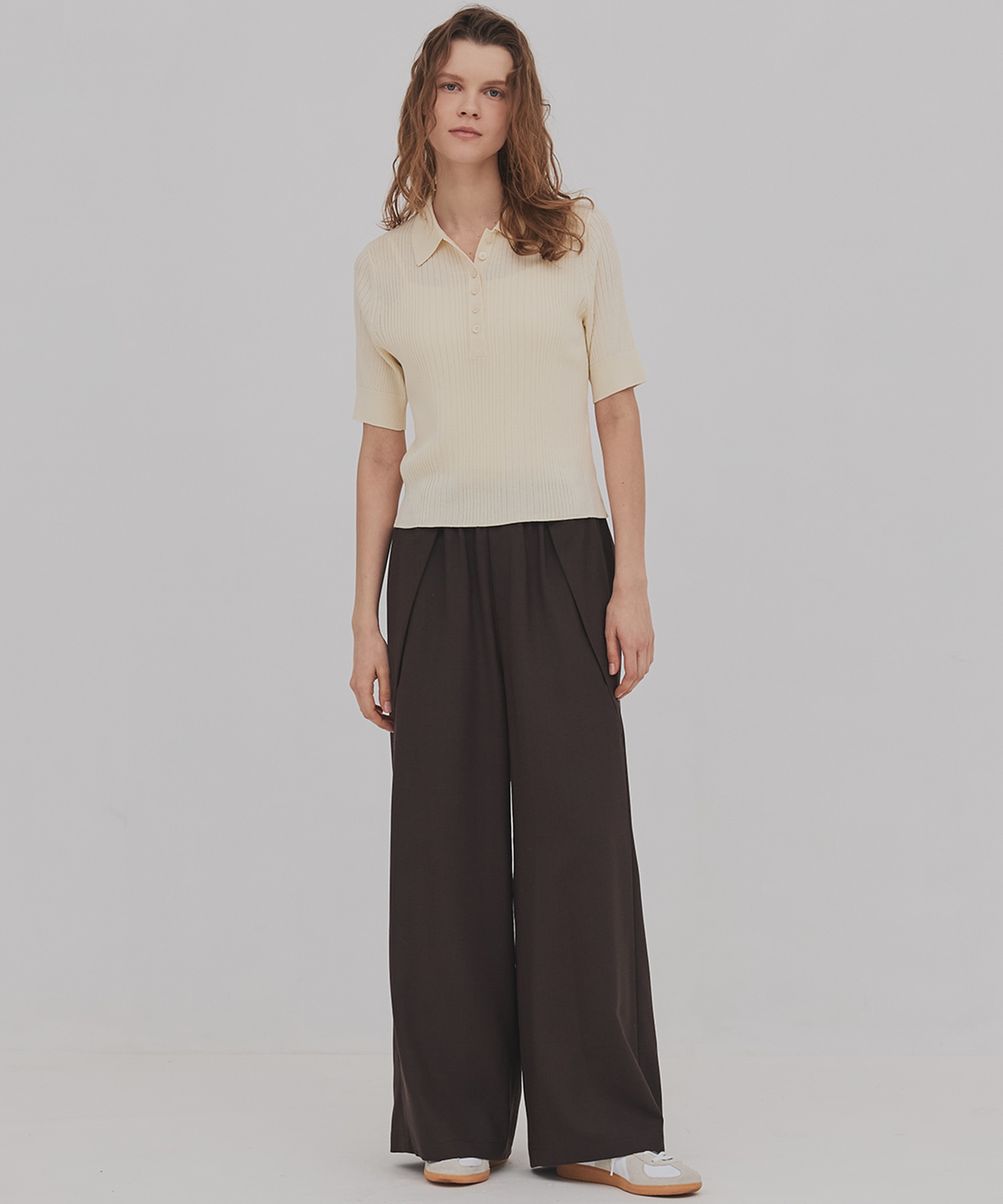 スムースリブニットポロ