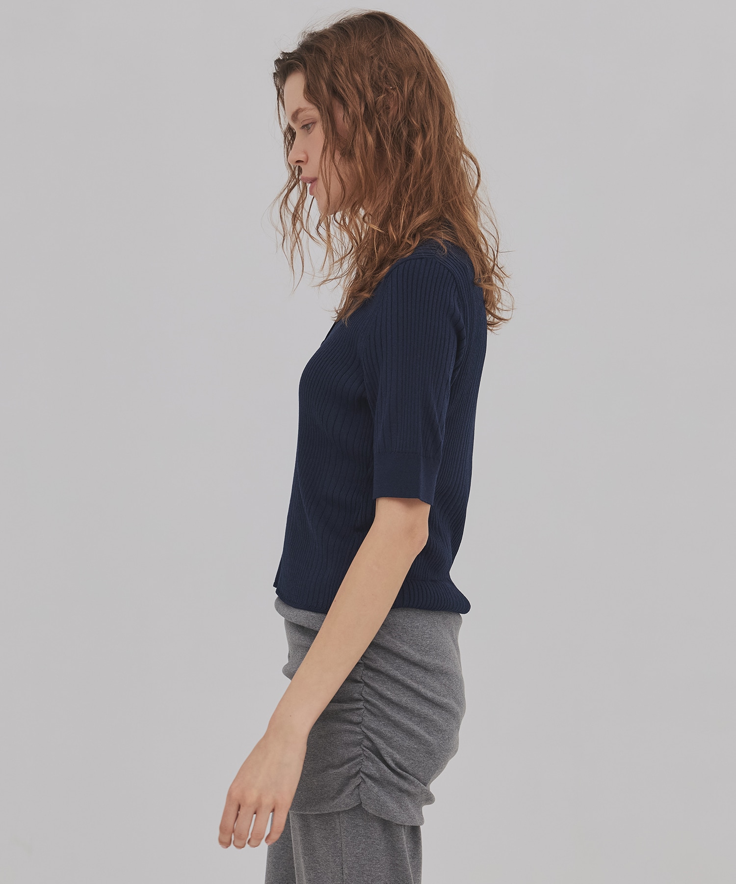 スムースリブニットポロ