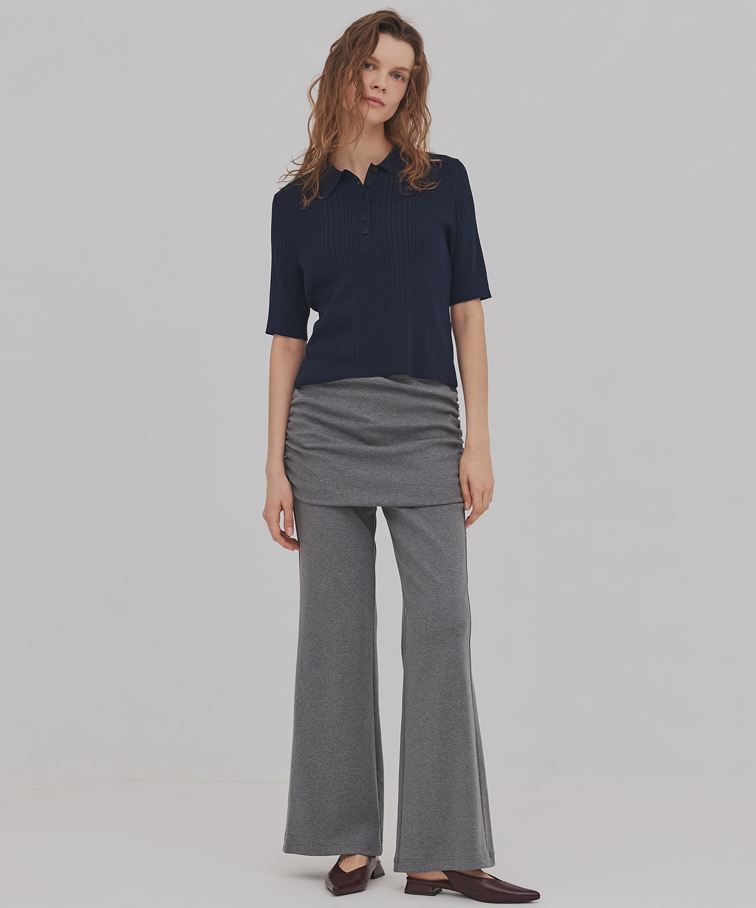 ミニレイヤードフレアジャージーパンツ