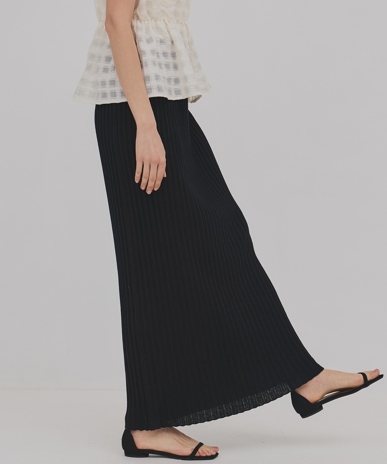 プリーツリブニットタイトスカート