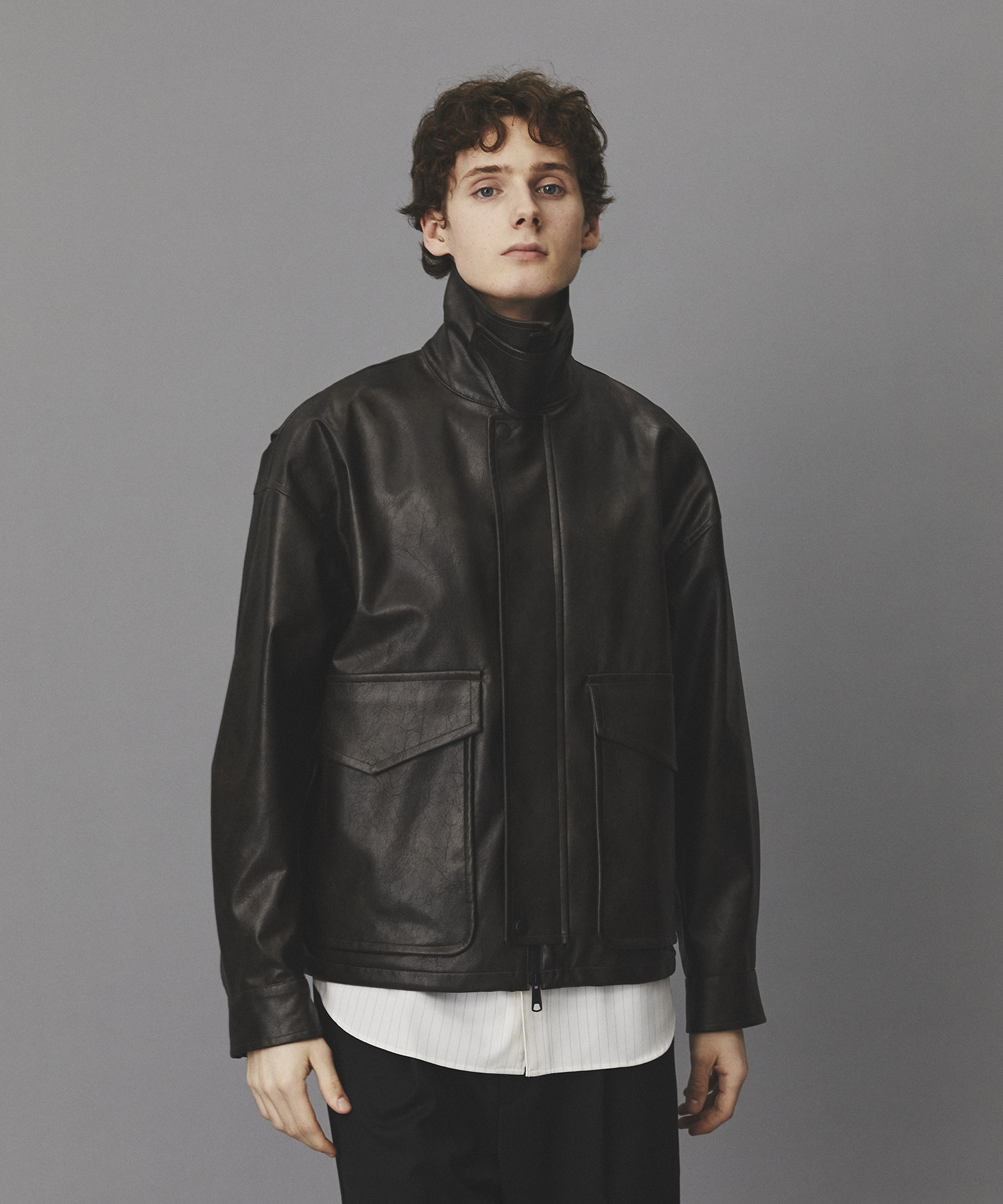 ヴィンテージフェイクレザーブルゾン