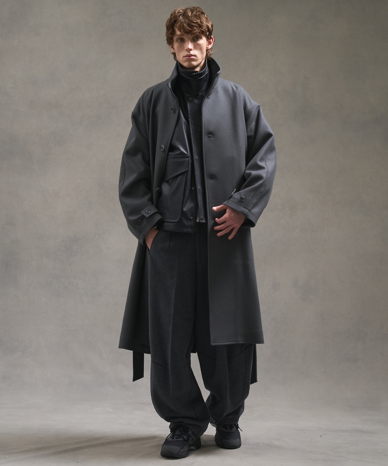 Super140sメルトンスタンドコート