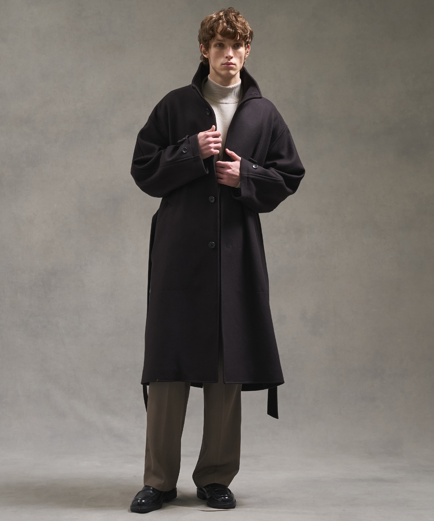 Super140sメルトンスタンドコート