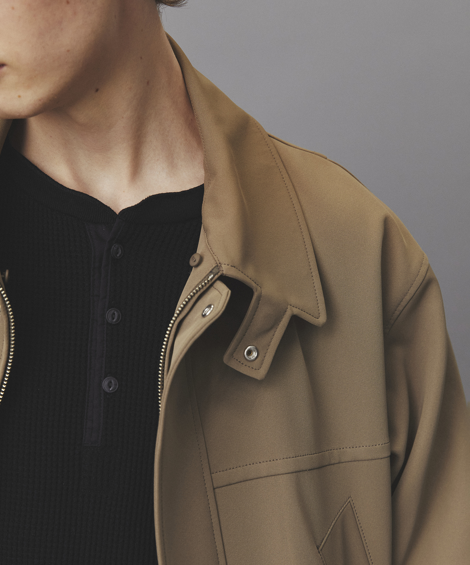 2WAYレザーカラーハーフコート