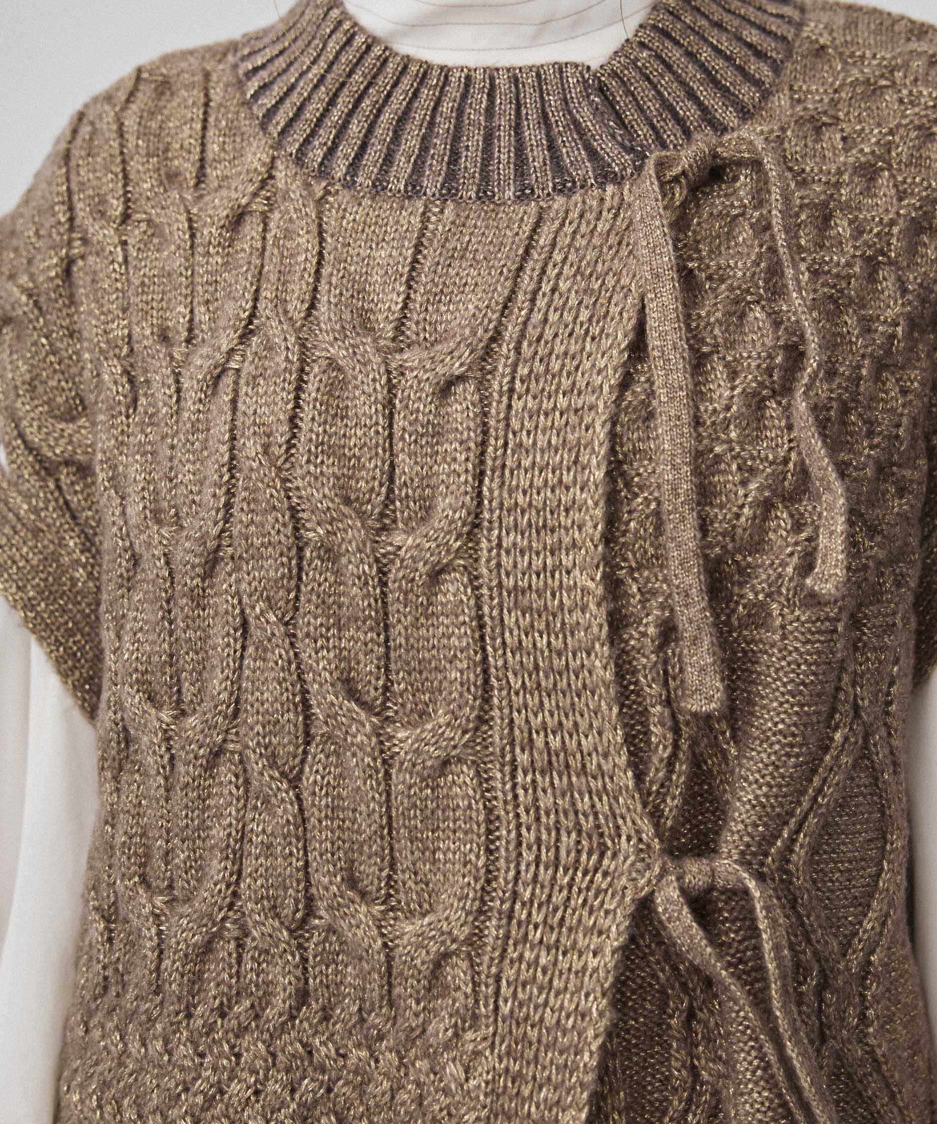 162530015200 BEIGE FREE GILET KNIT MIX パターンミックスニットジレ