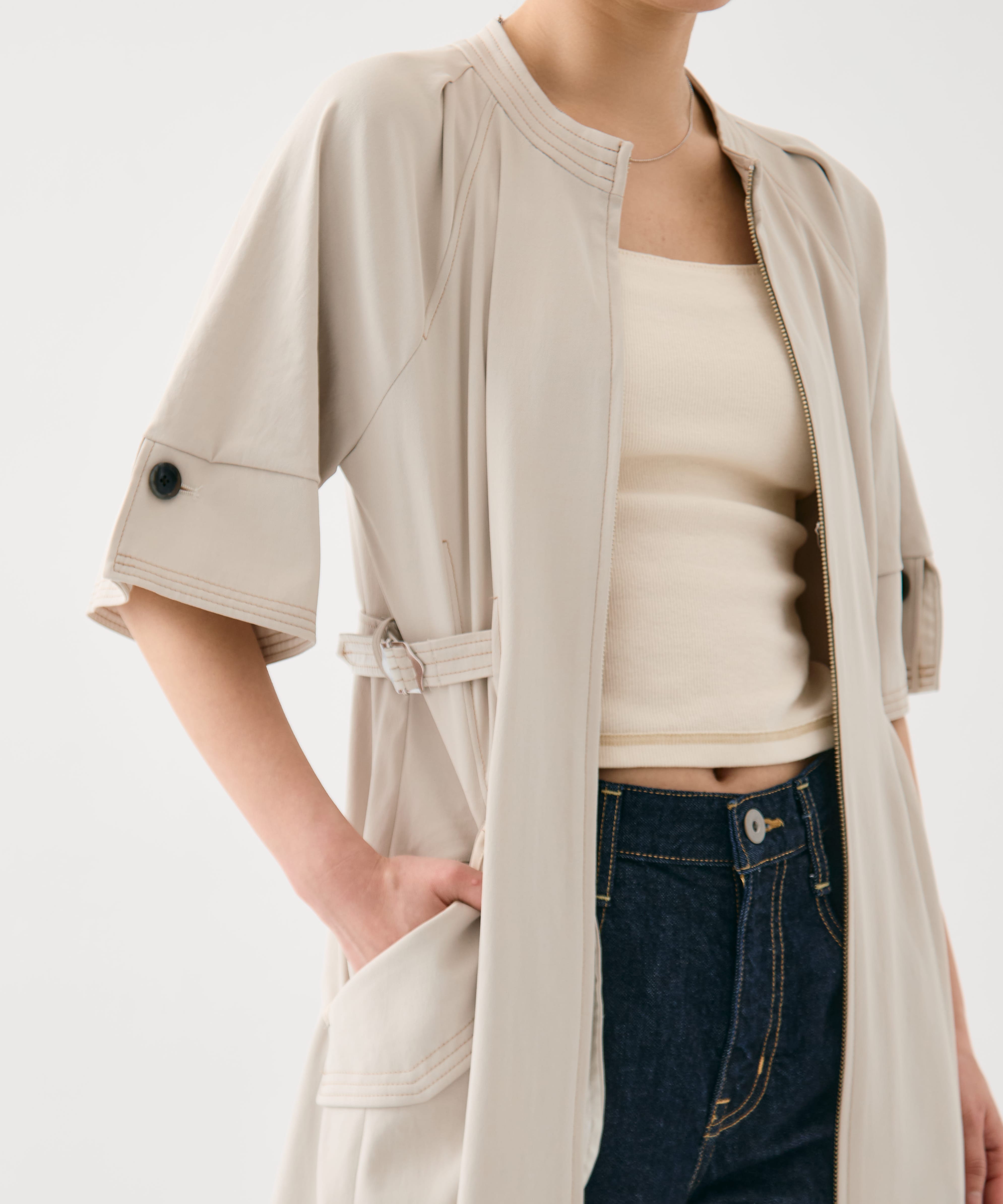 スタンドオープンシャツワンピース