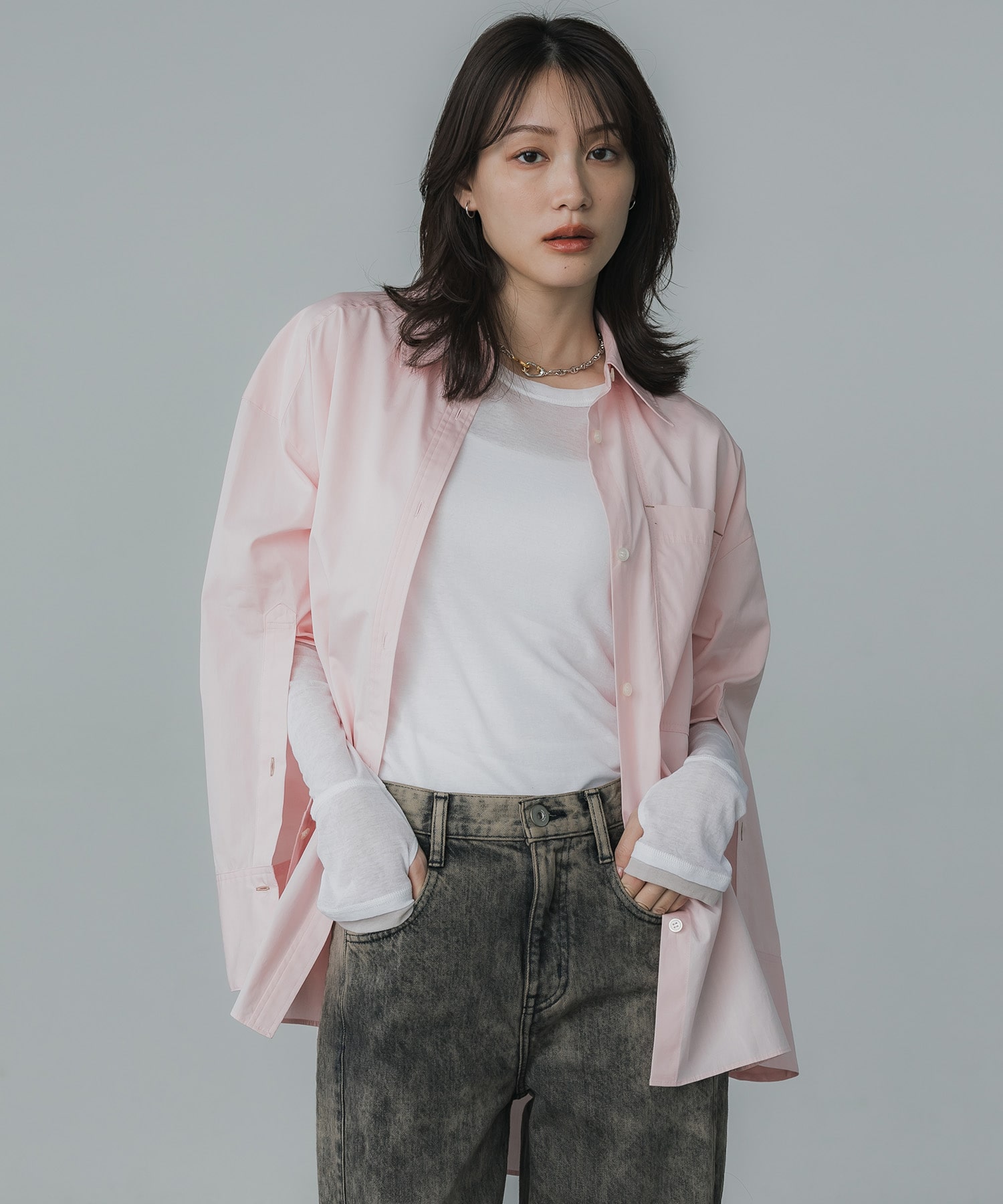 ビッグポケットラウンドシャツ