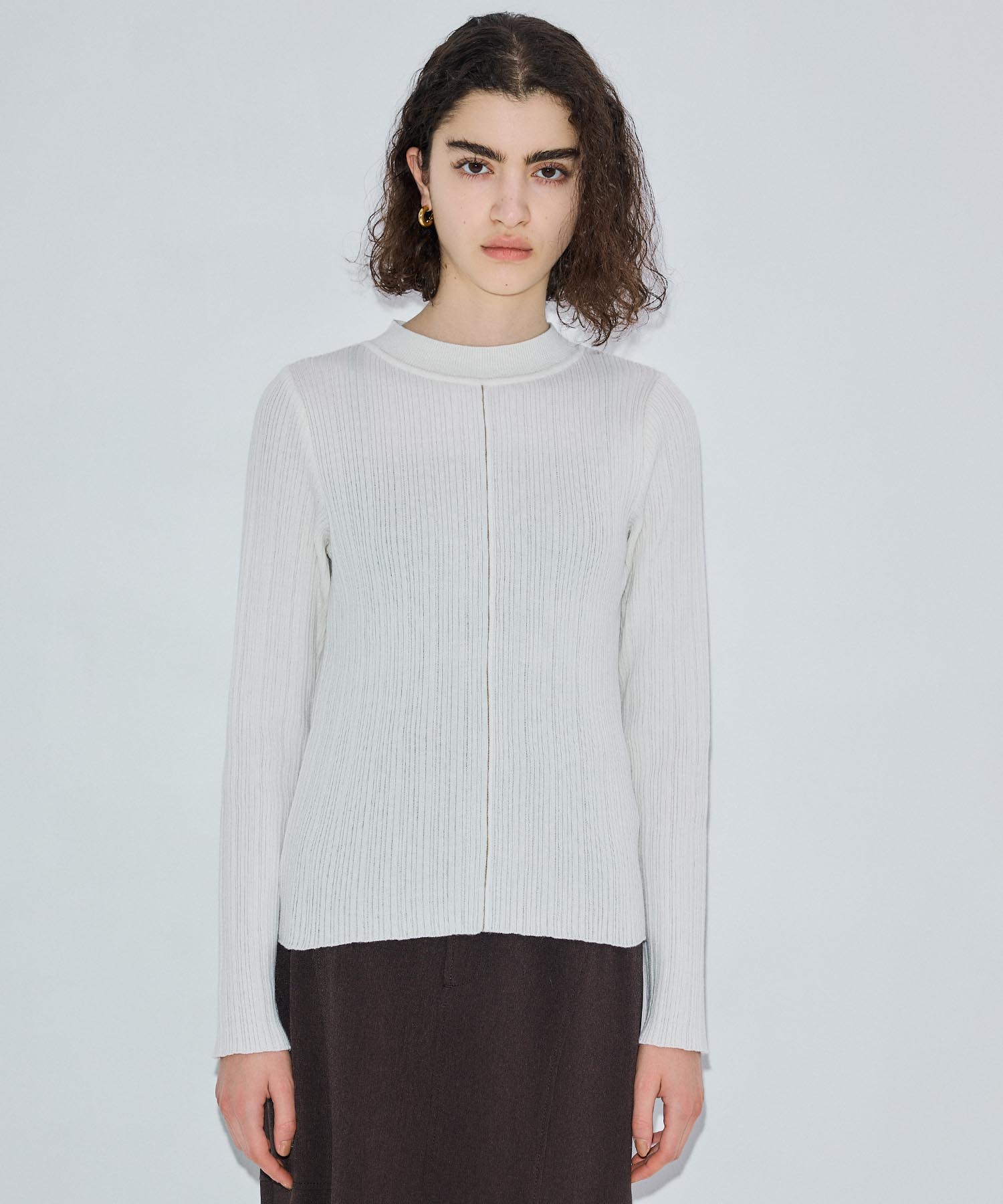 ウールミックスランダムリブニット