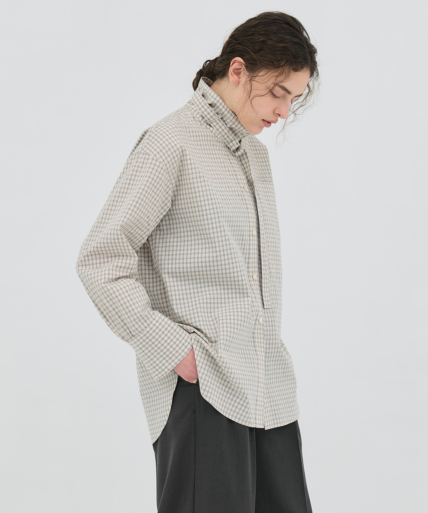 ミニチェックスタンドカラーシャツ