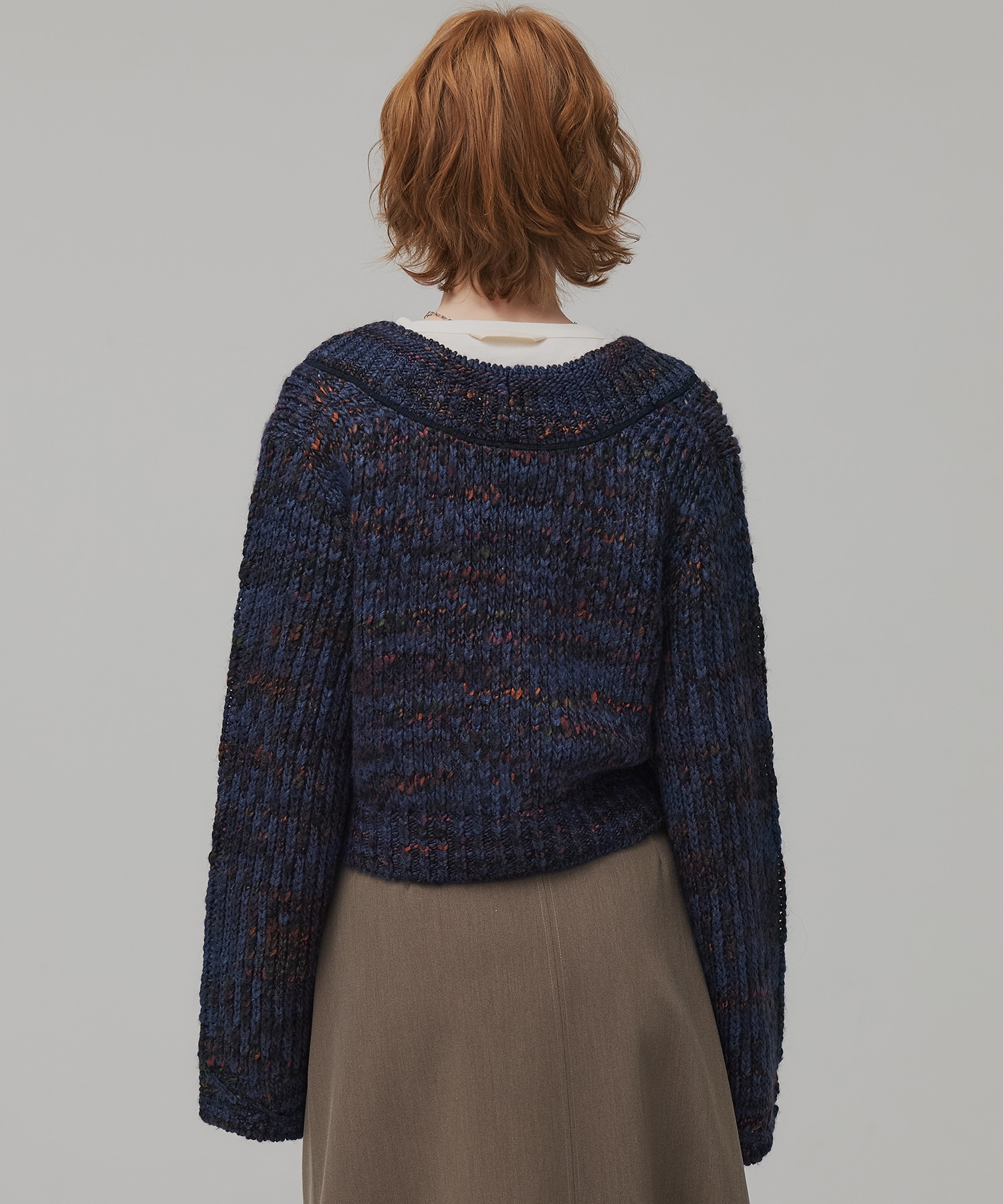 ミックスカラーVネックニット