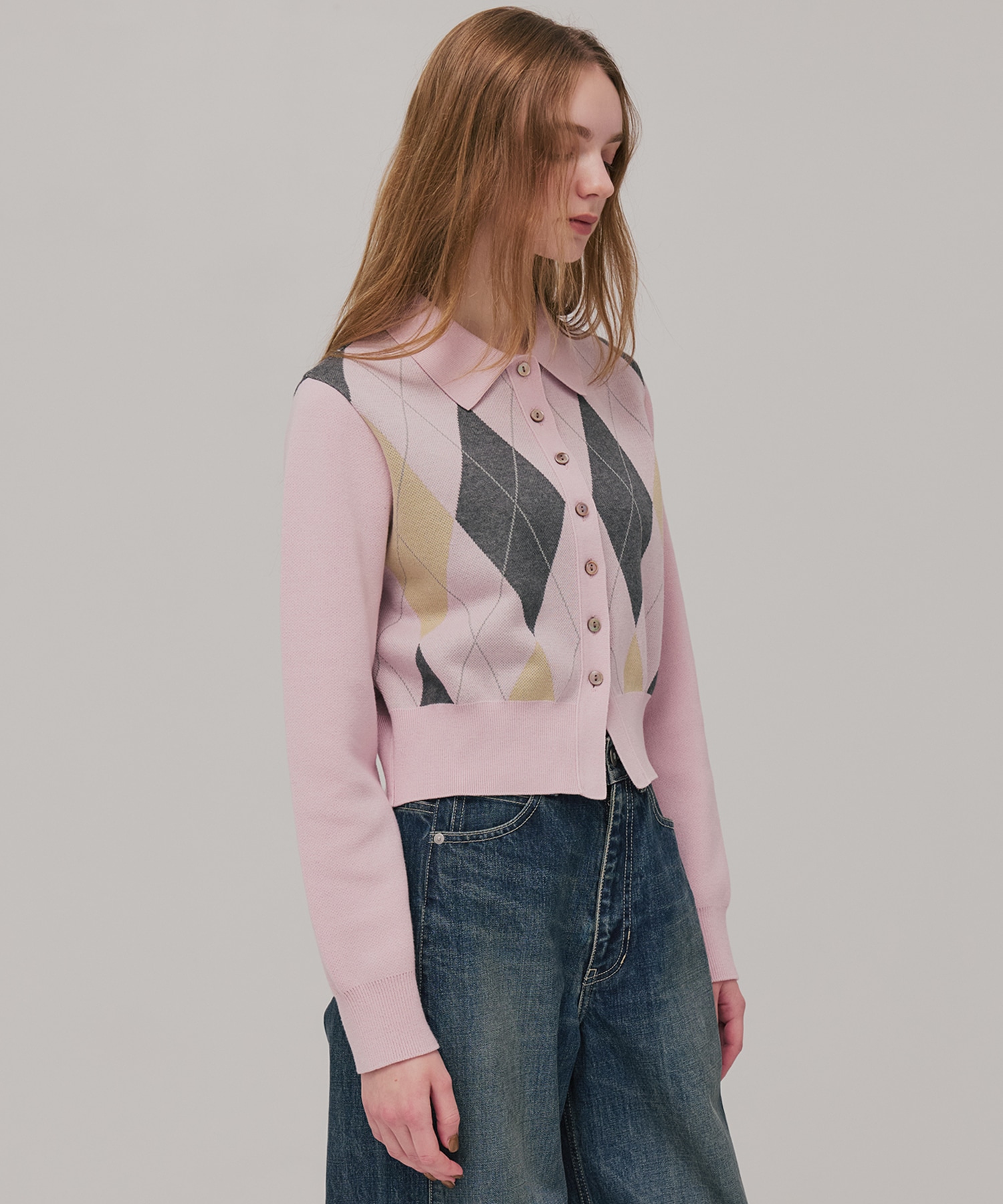 アーガイルショートカーディガン