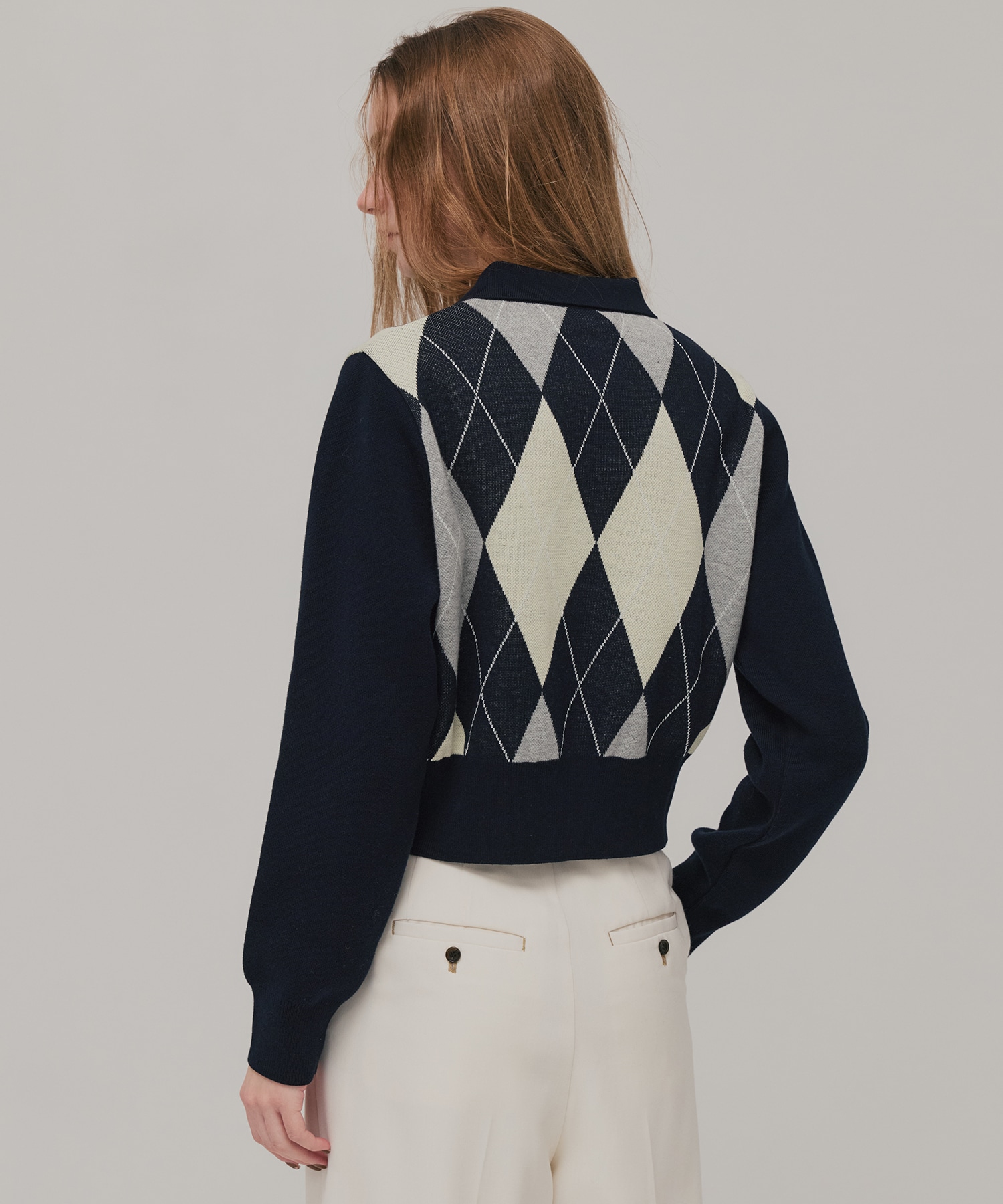 アーガイルショートカーディガン