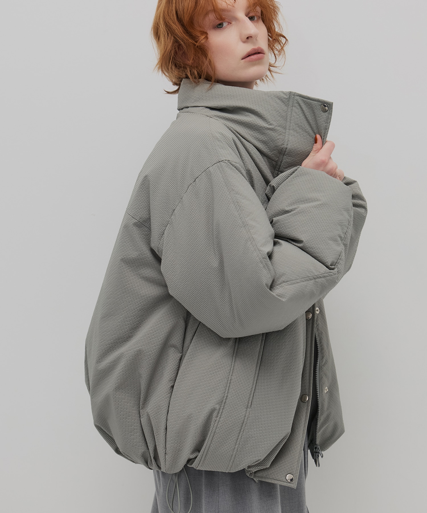 チェックモンスターダウンコート