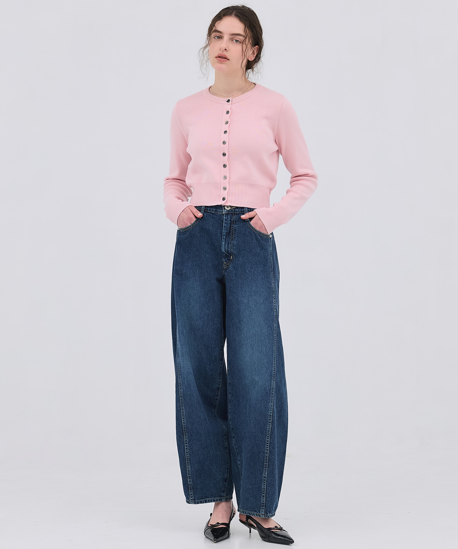 コットンシルククルーカーデ