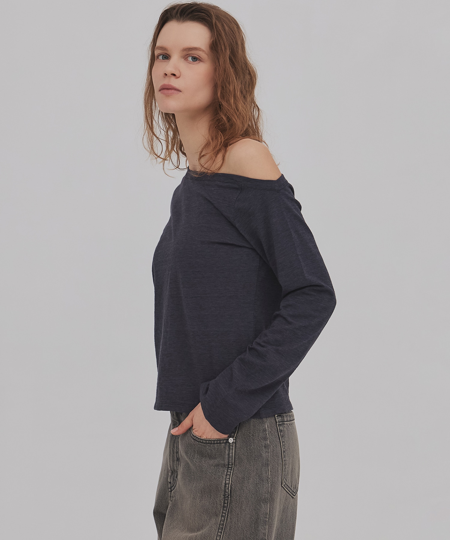 メランジワンショルダーTEE