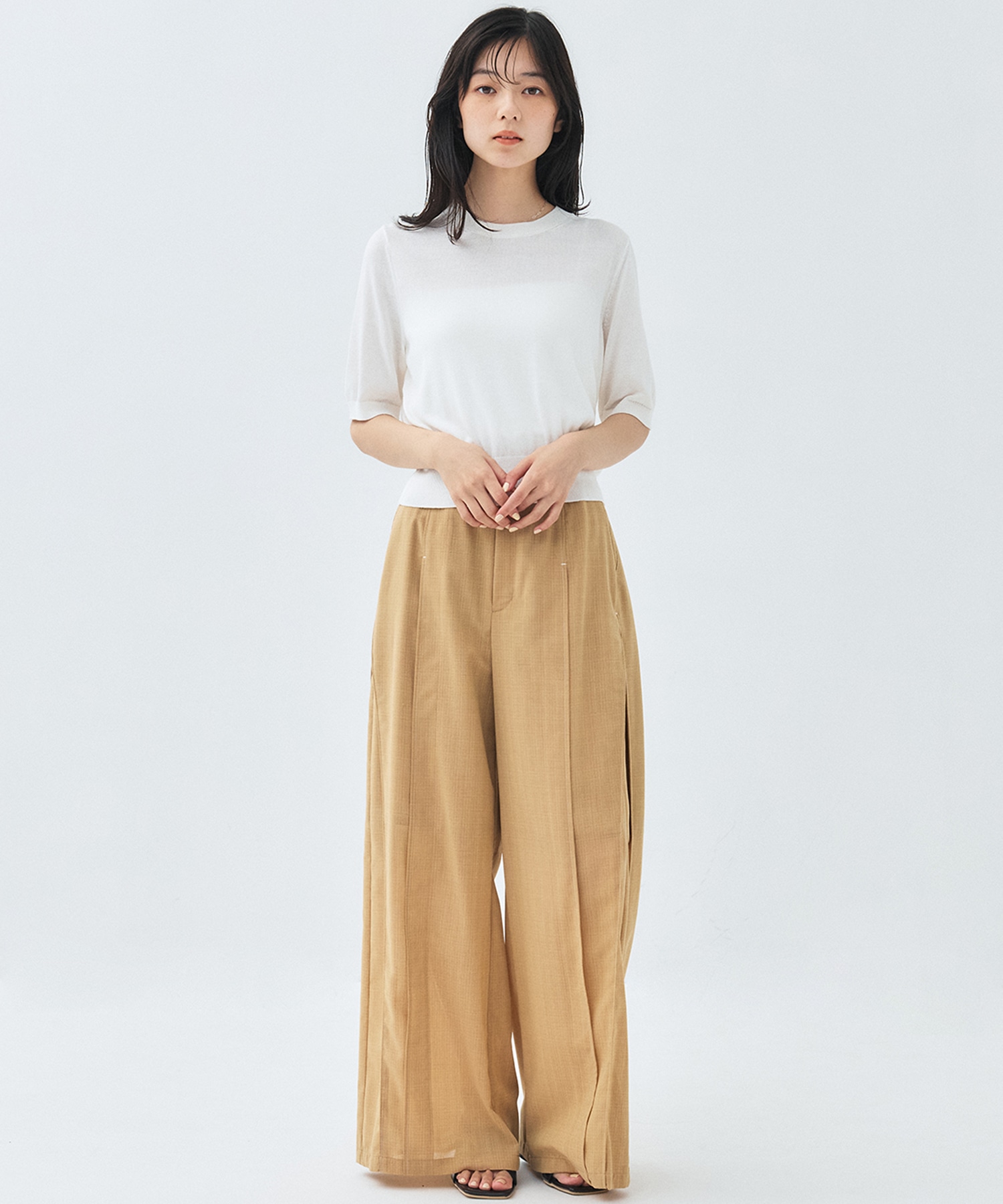 コットンシルクハーフスリーブニット