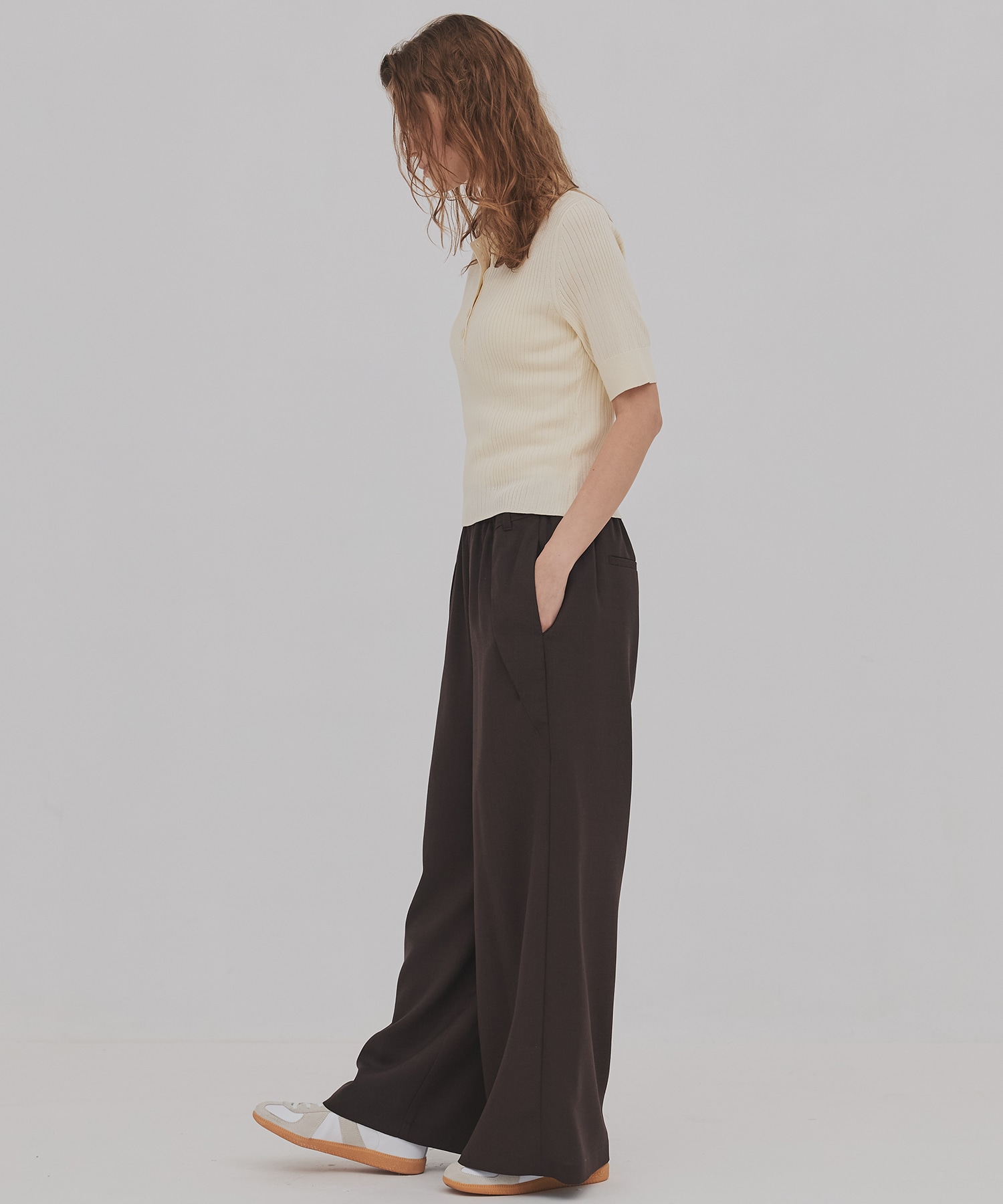 スムースリブニットポロ