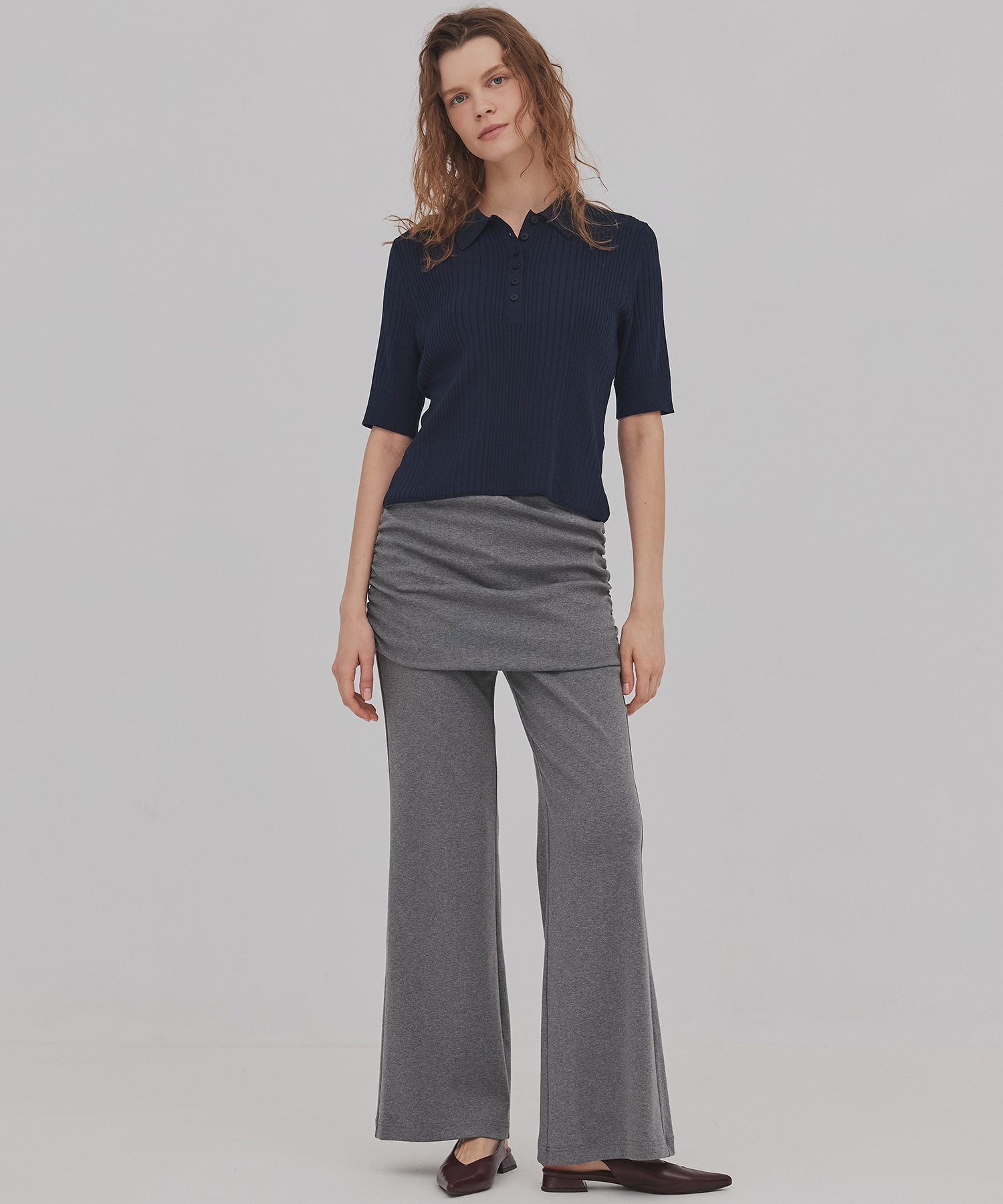 スムースリブニットポロ