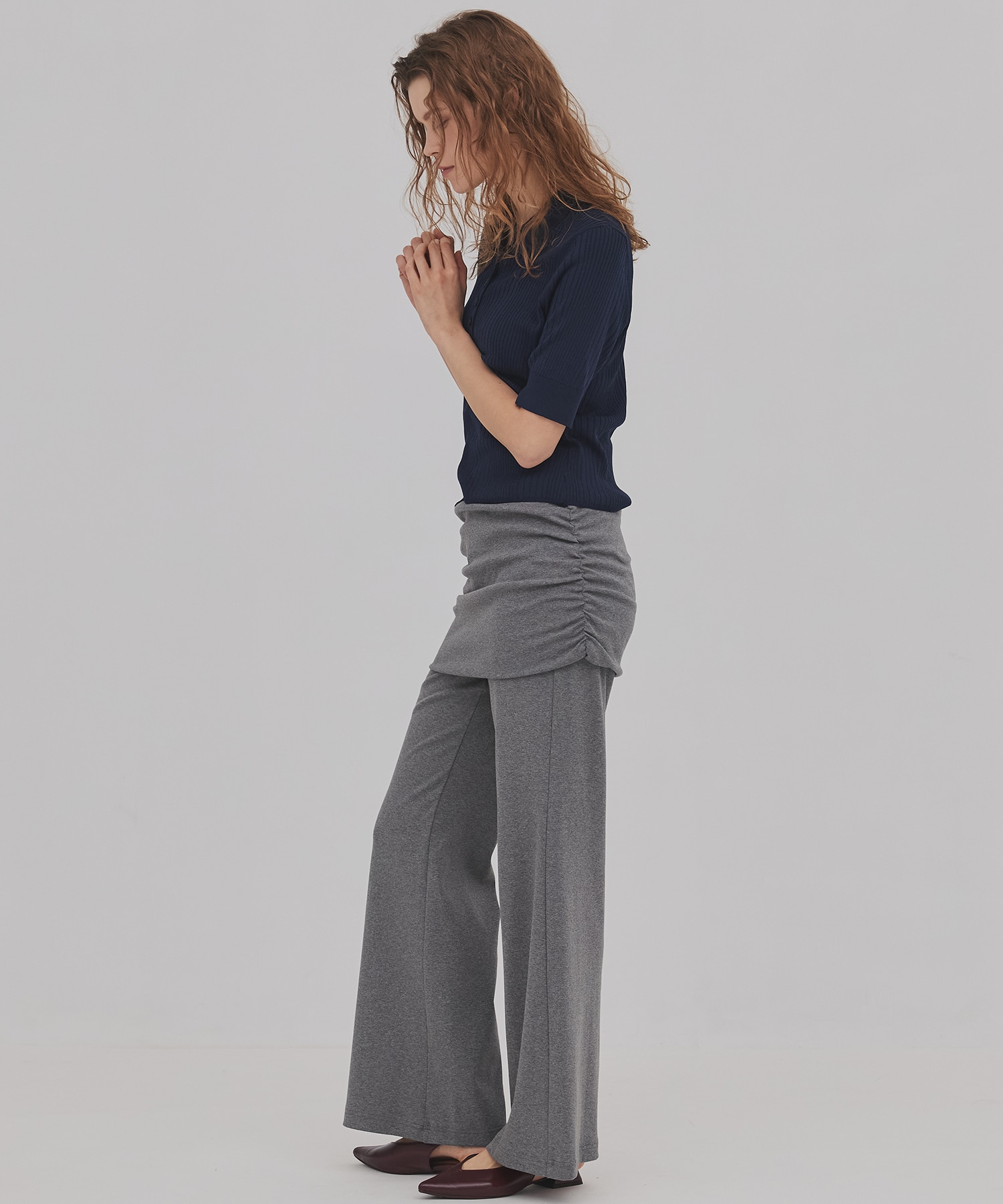 ミニレイヤードフレアジャージーパンツ