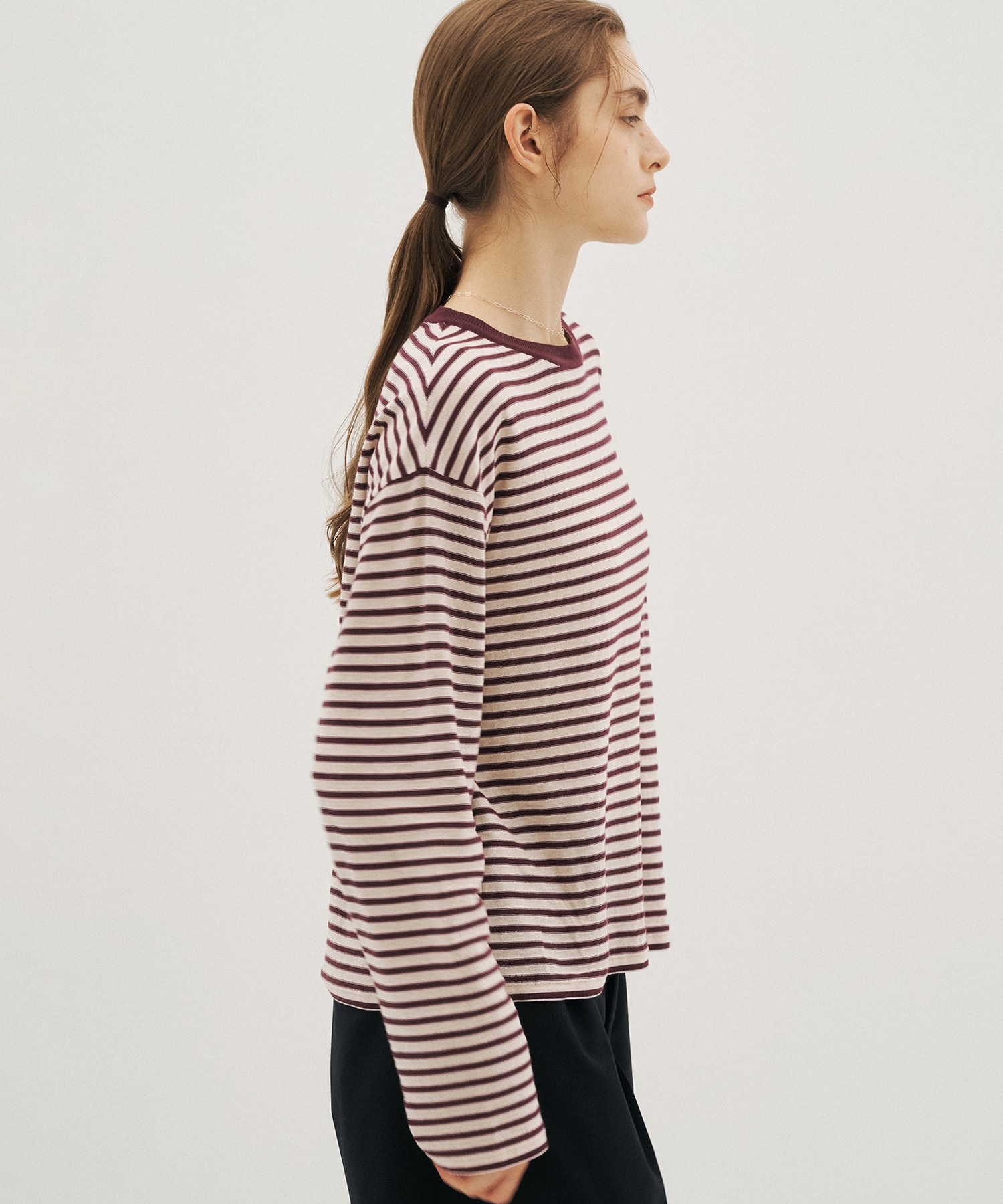 【WEB先行】ボーダークルーネックニットTEE