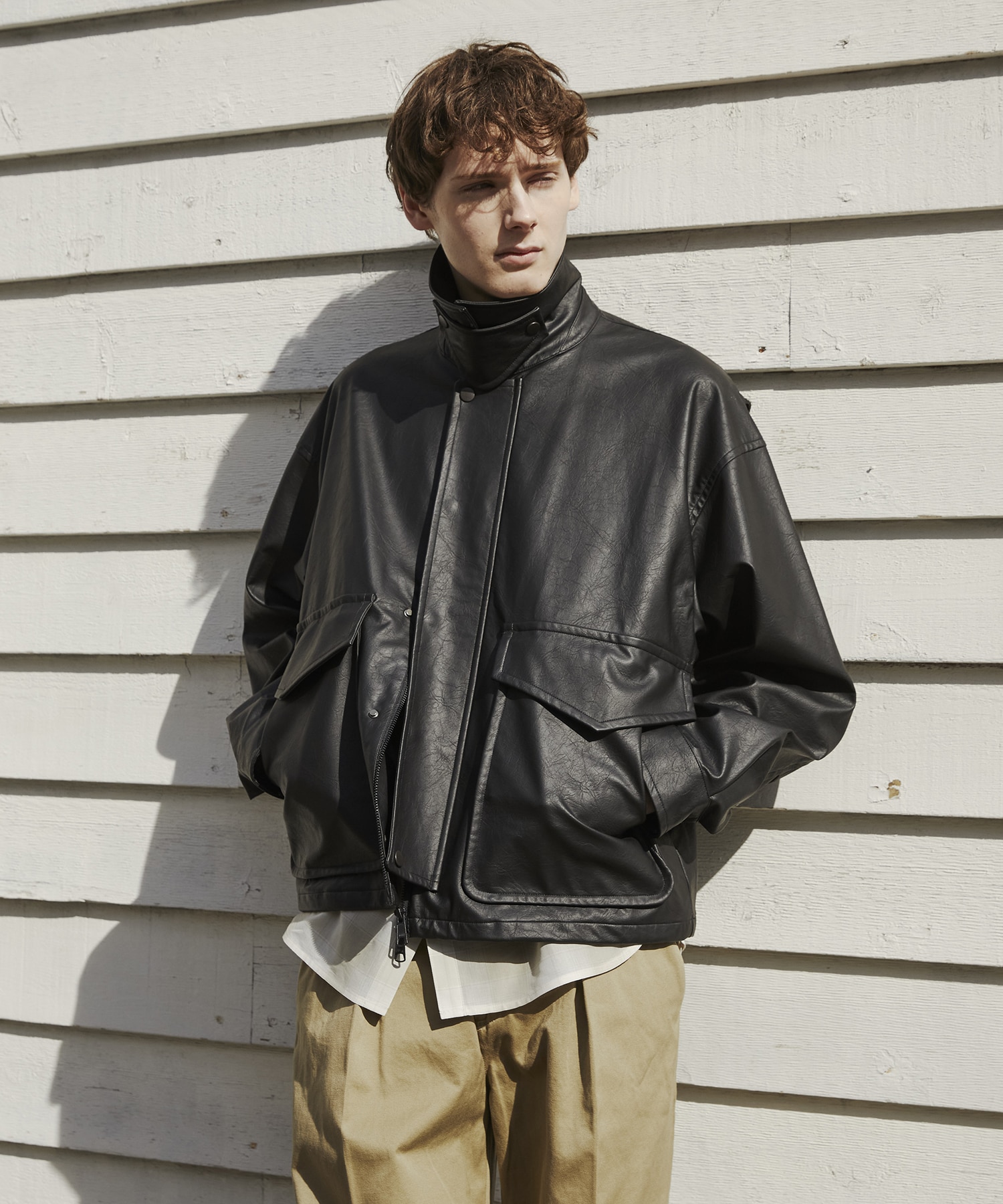 ヴィンテージフェイクレザーブルゾン