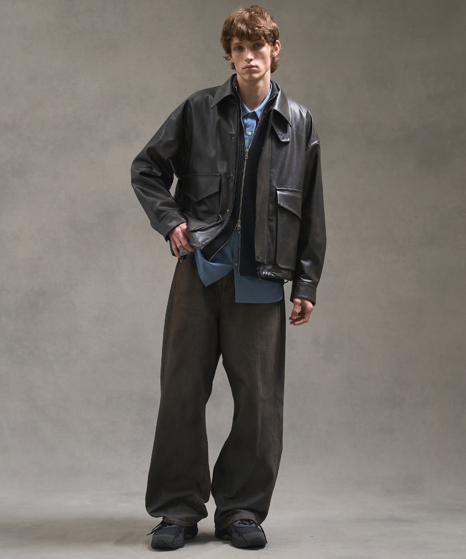 ヴィンテージフェイクレザーブルゾン