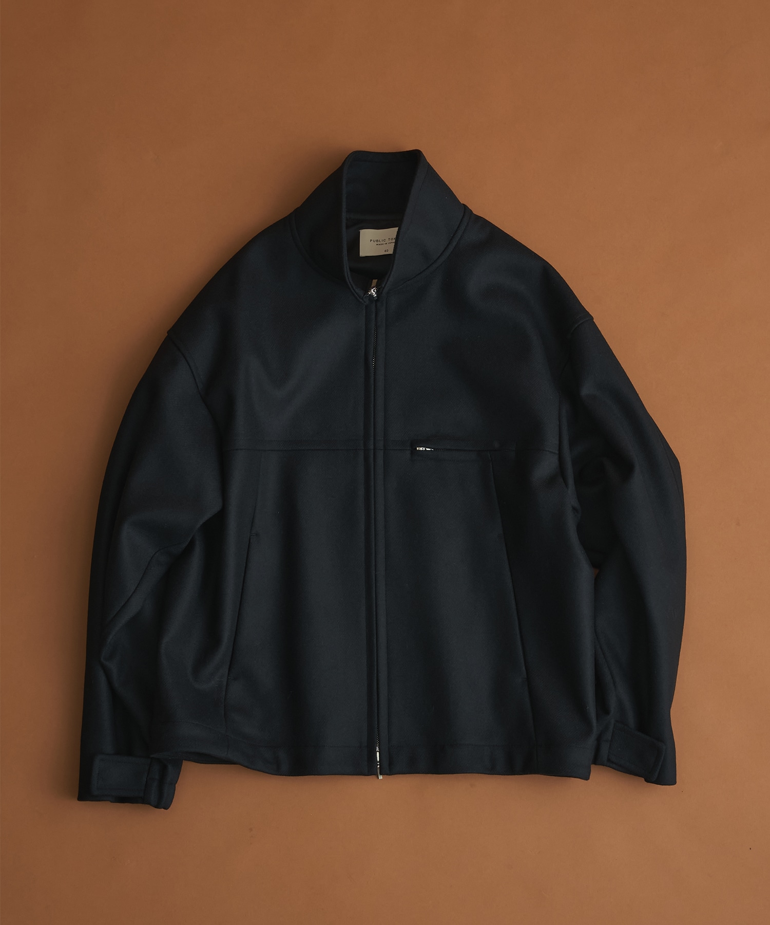 Super140sメルトンスタンドジップBL