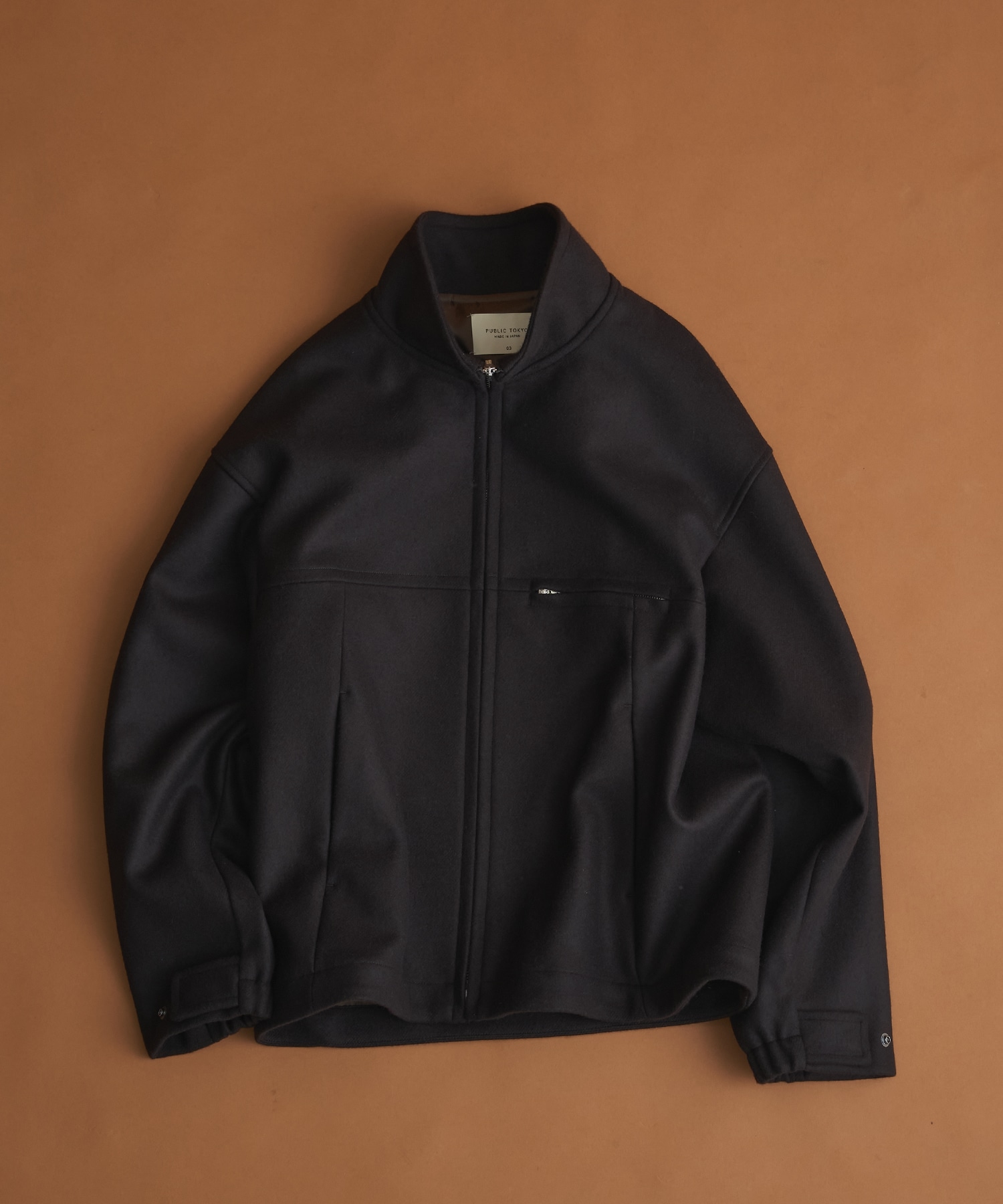 Super140sメルトンスタンドジップBL