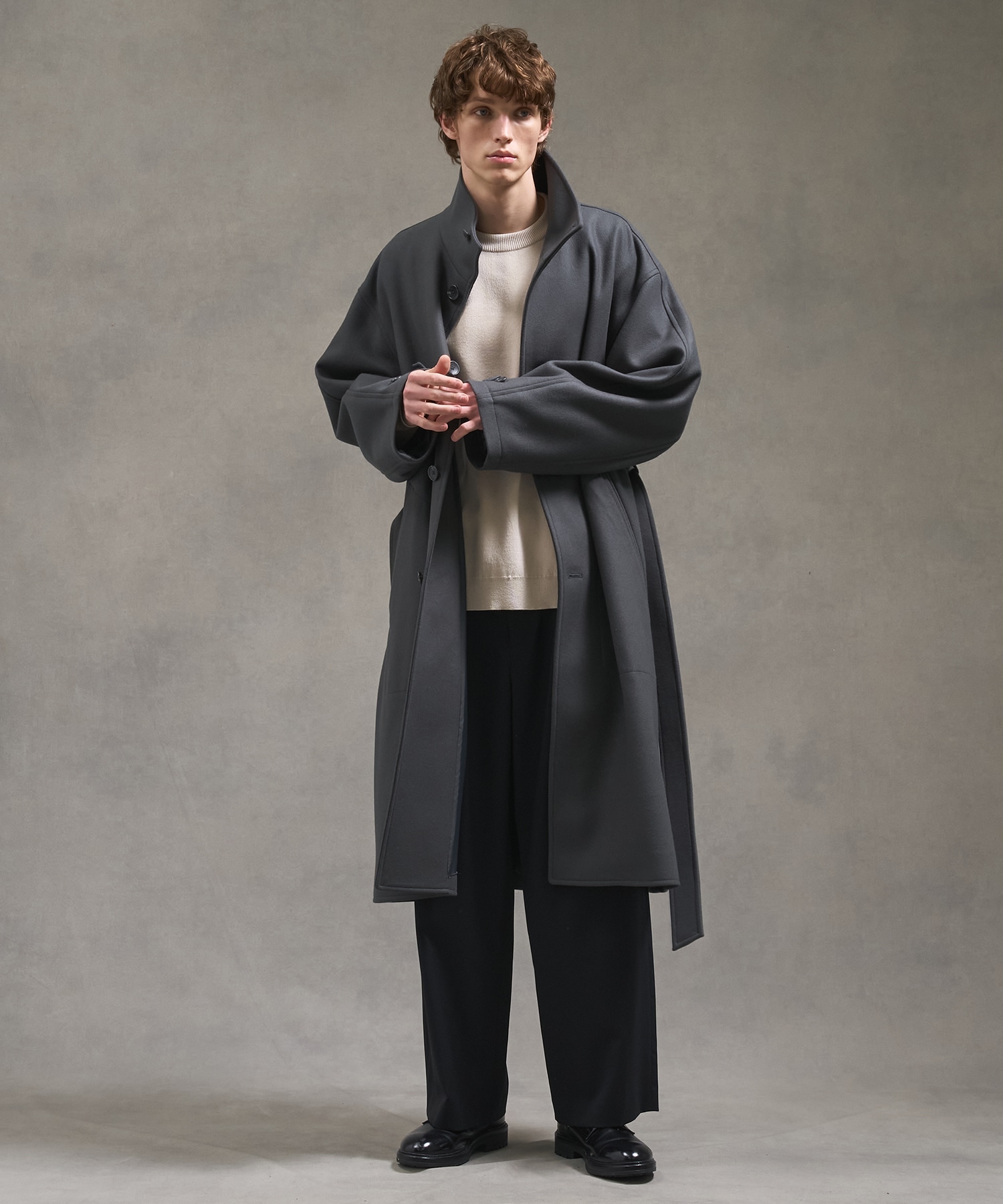 Super140sメルトンスタンドコート