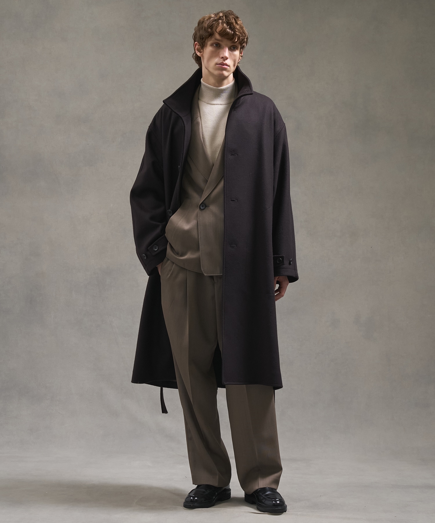 Super140sメルトンスタンドコート