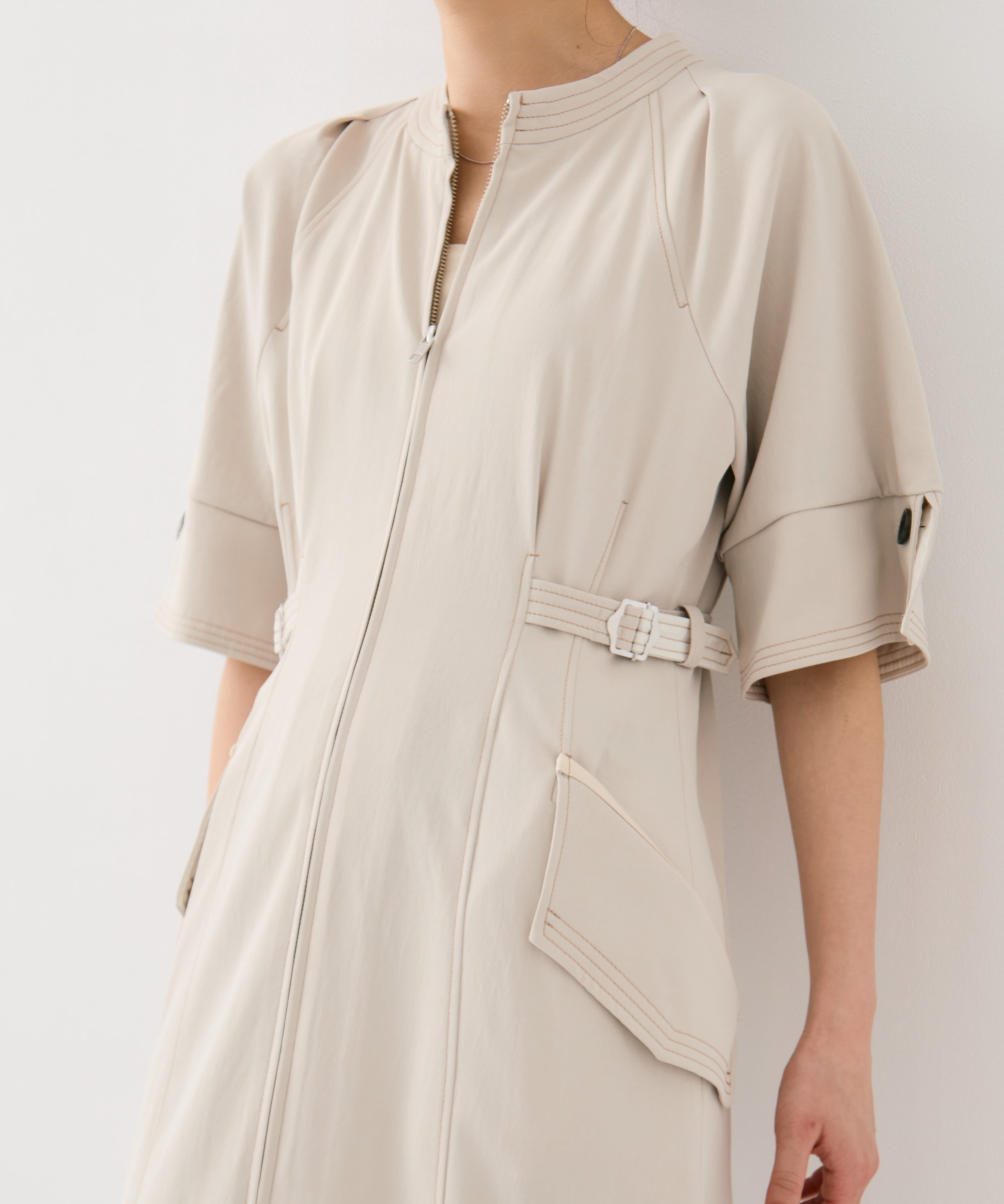 スタンドオープンシャツワンピース