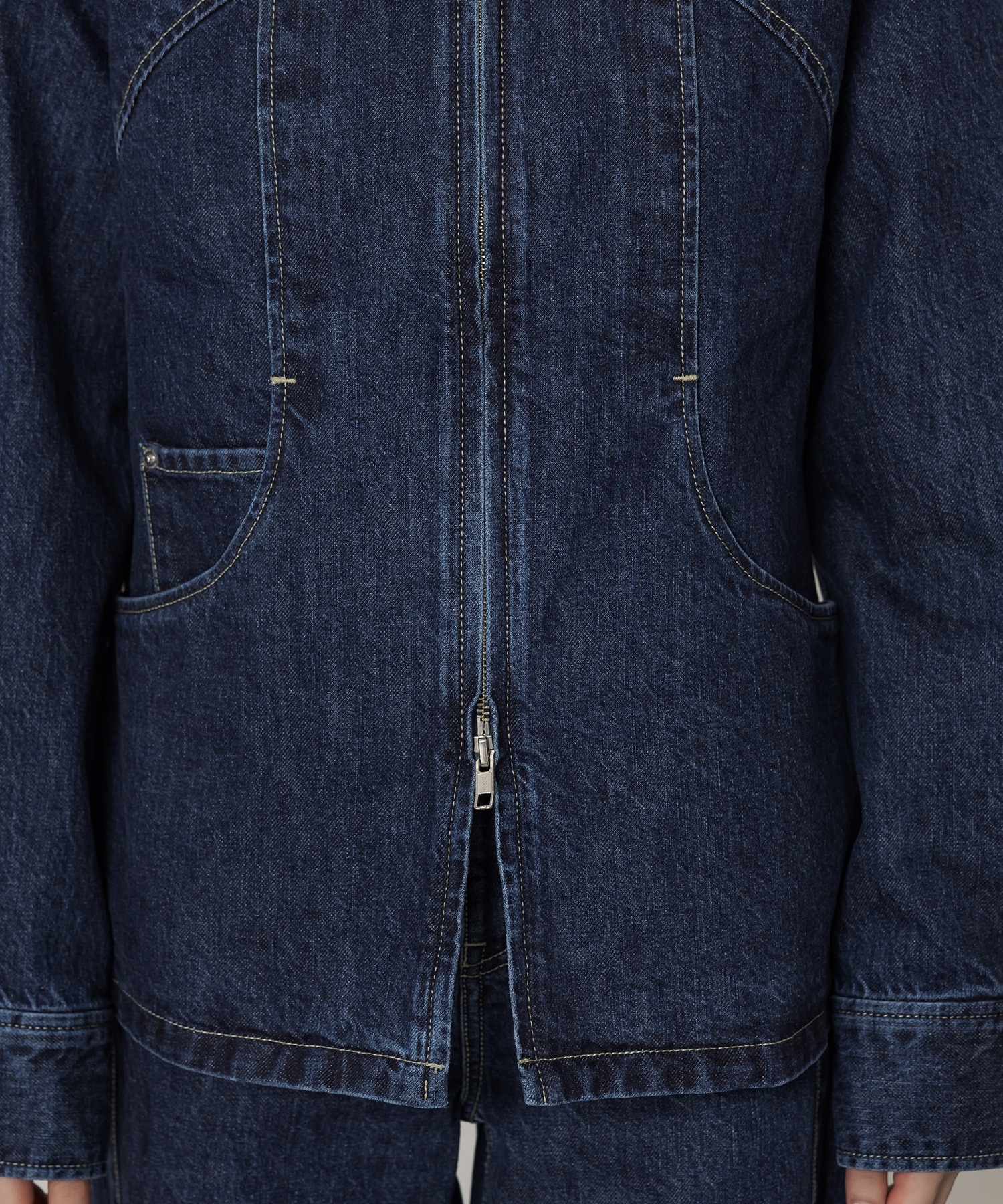 FRONT ZIP DENIM BLUZON