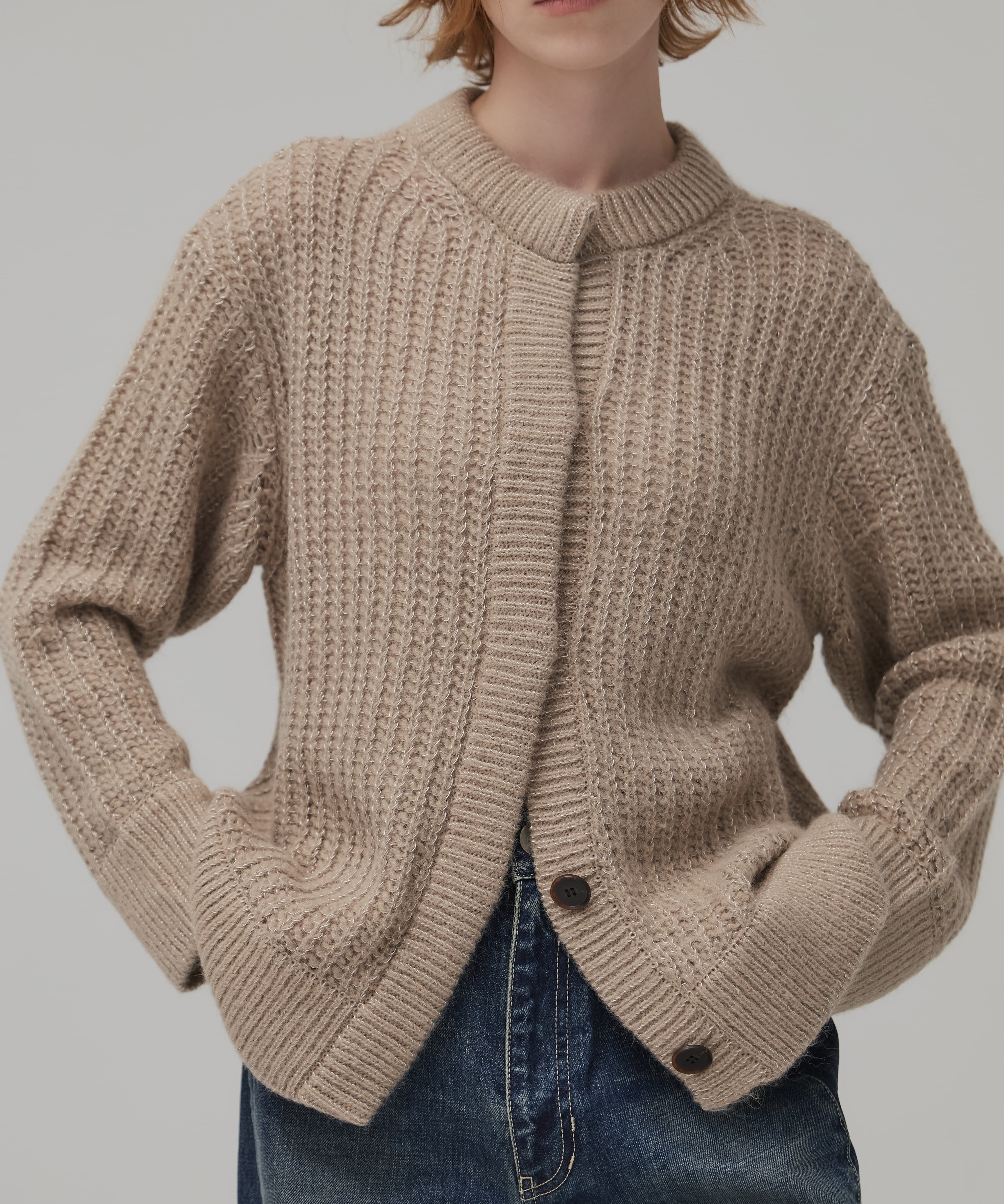 グリッターヘアリーニットカーディガン